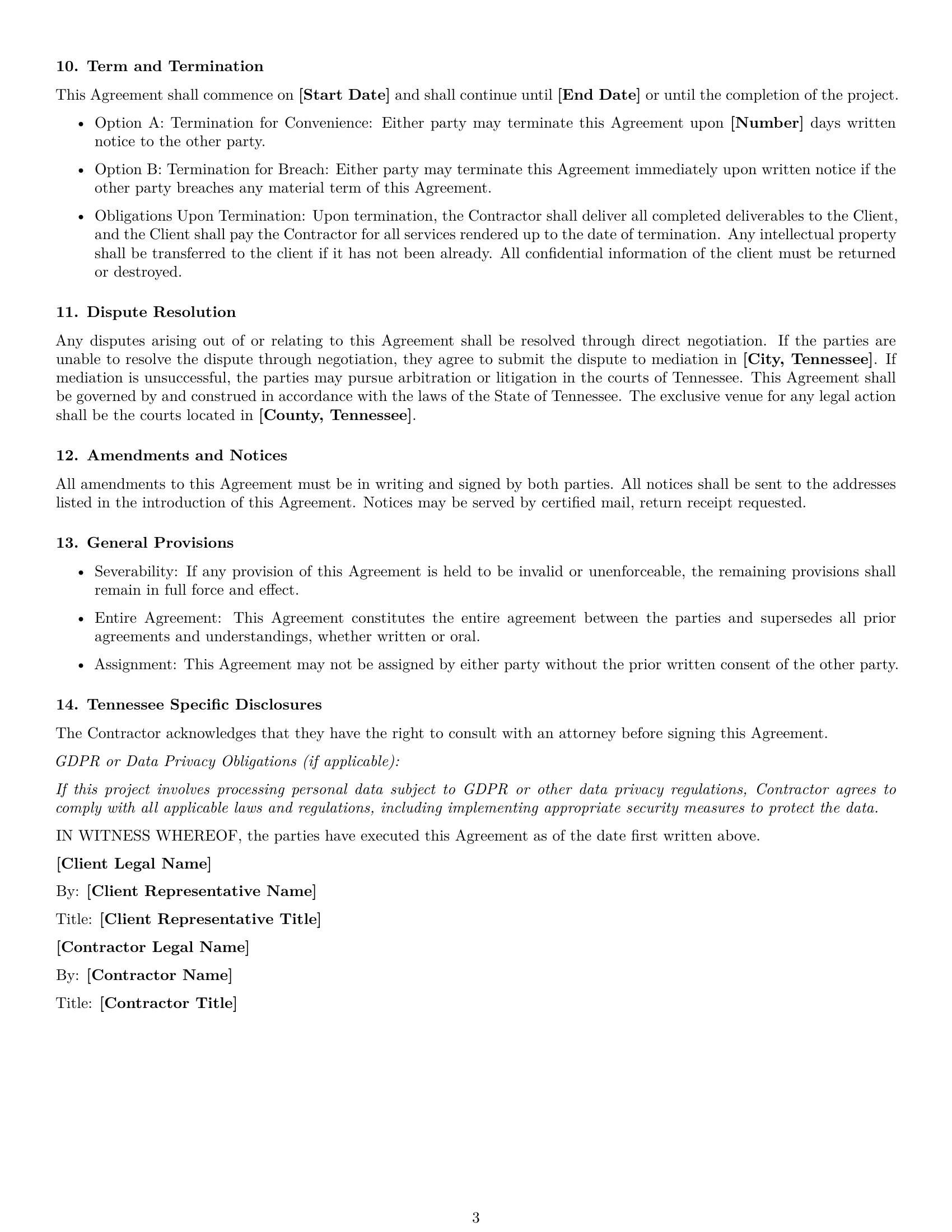Preview page 3 of Free Tennessee creative independent contractor agreement template