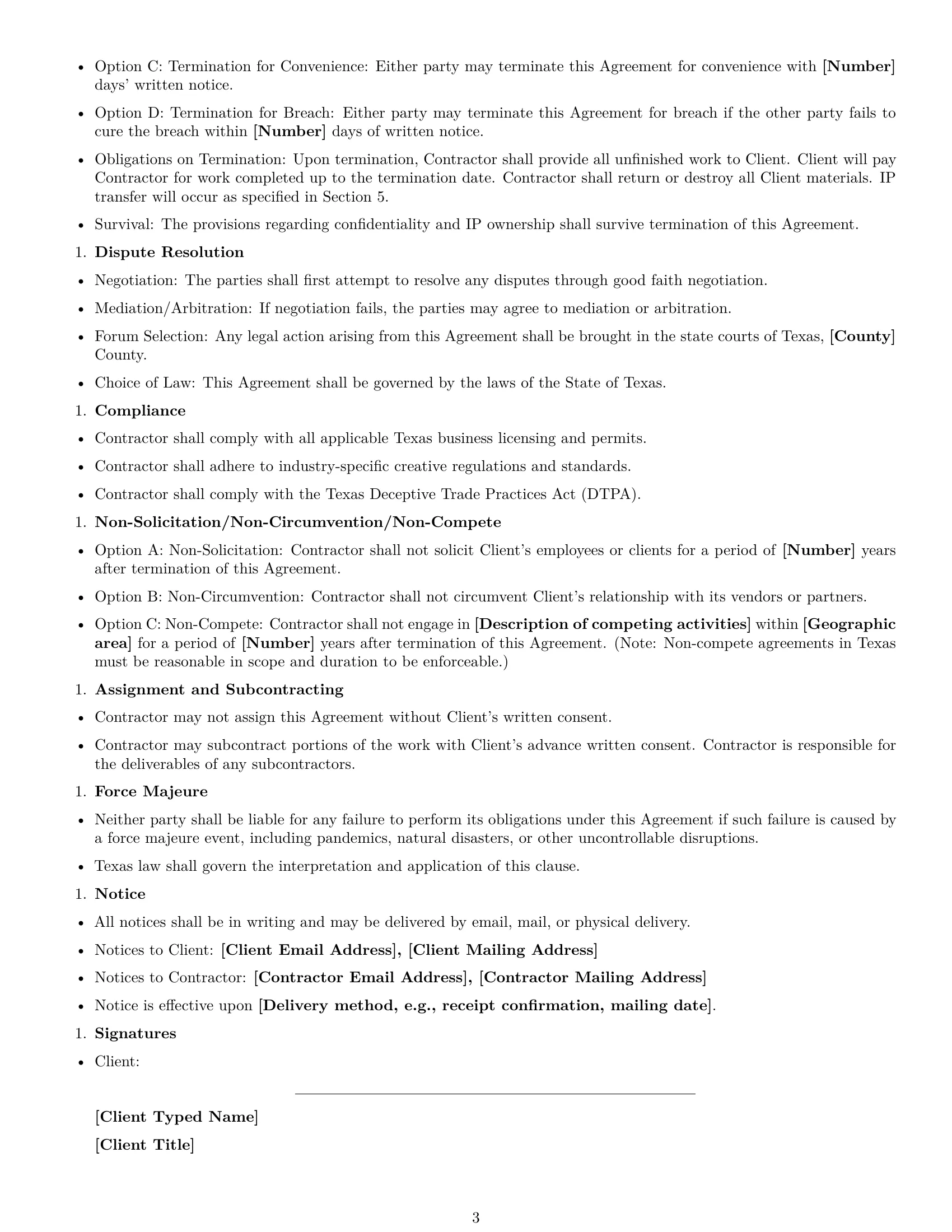 Preview page 3 of Free Texas creative independent contractor agreement template