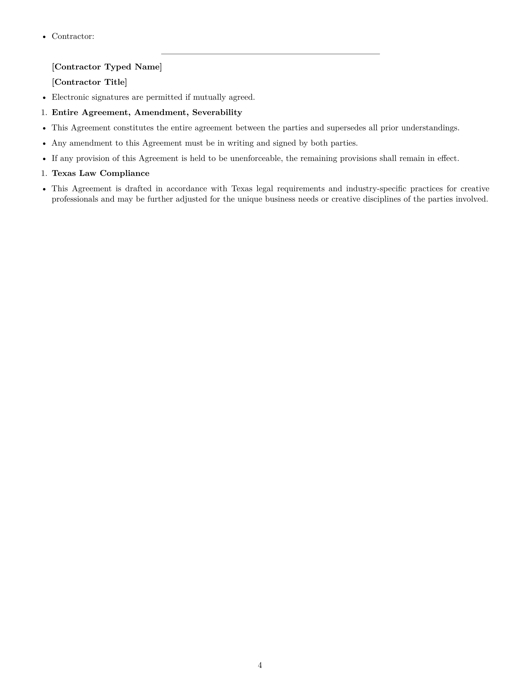 Preview page 4 of Free Texas creative independent contractor agreement template