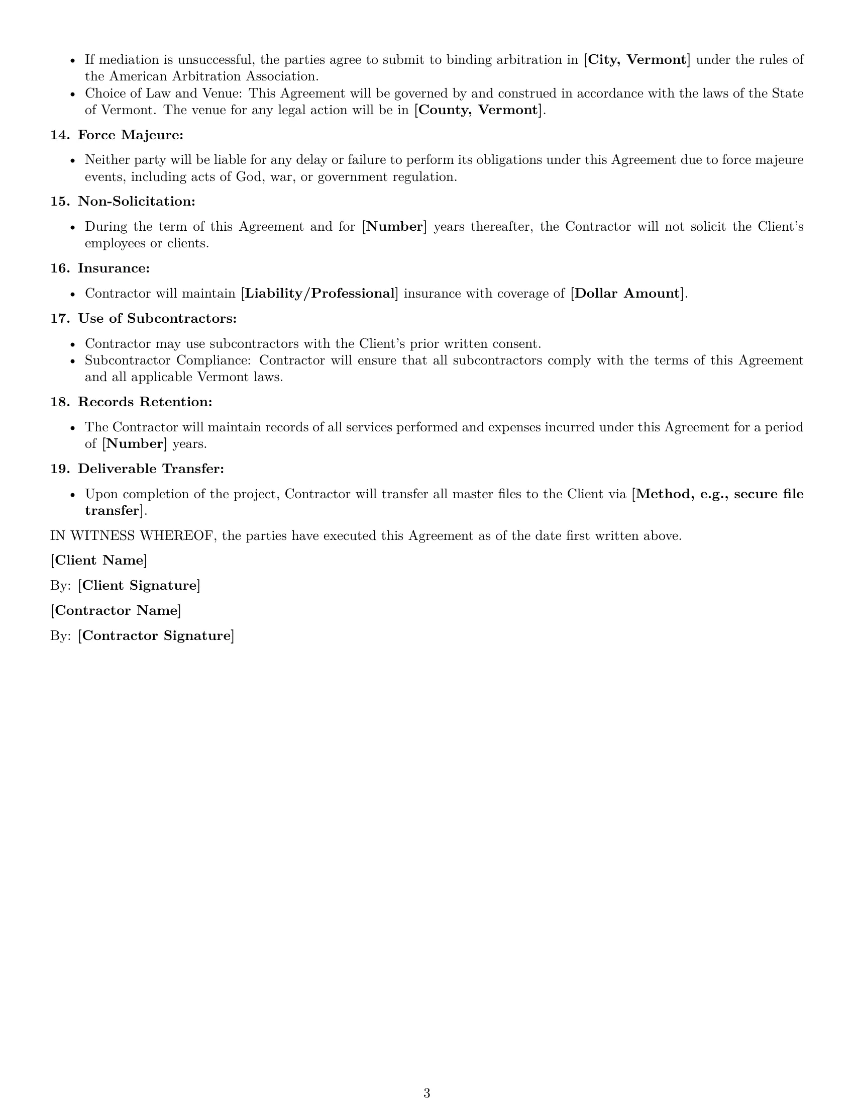 Preview page 3 of Free Vermont creative independent contractor agreement template