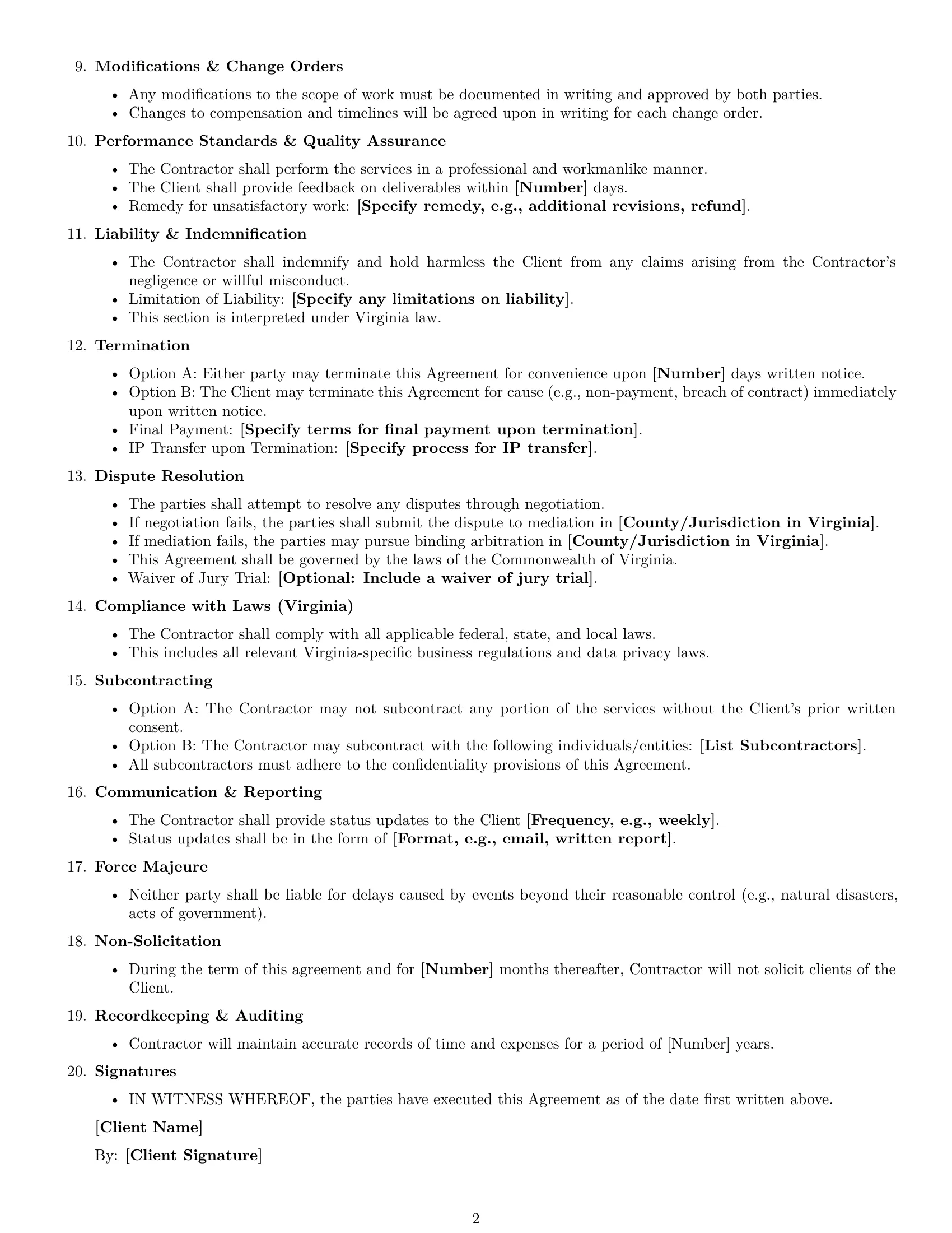 Preview page 2 of Free Virginia creative independent contractor agreement template