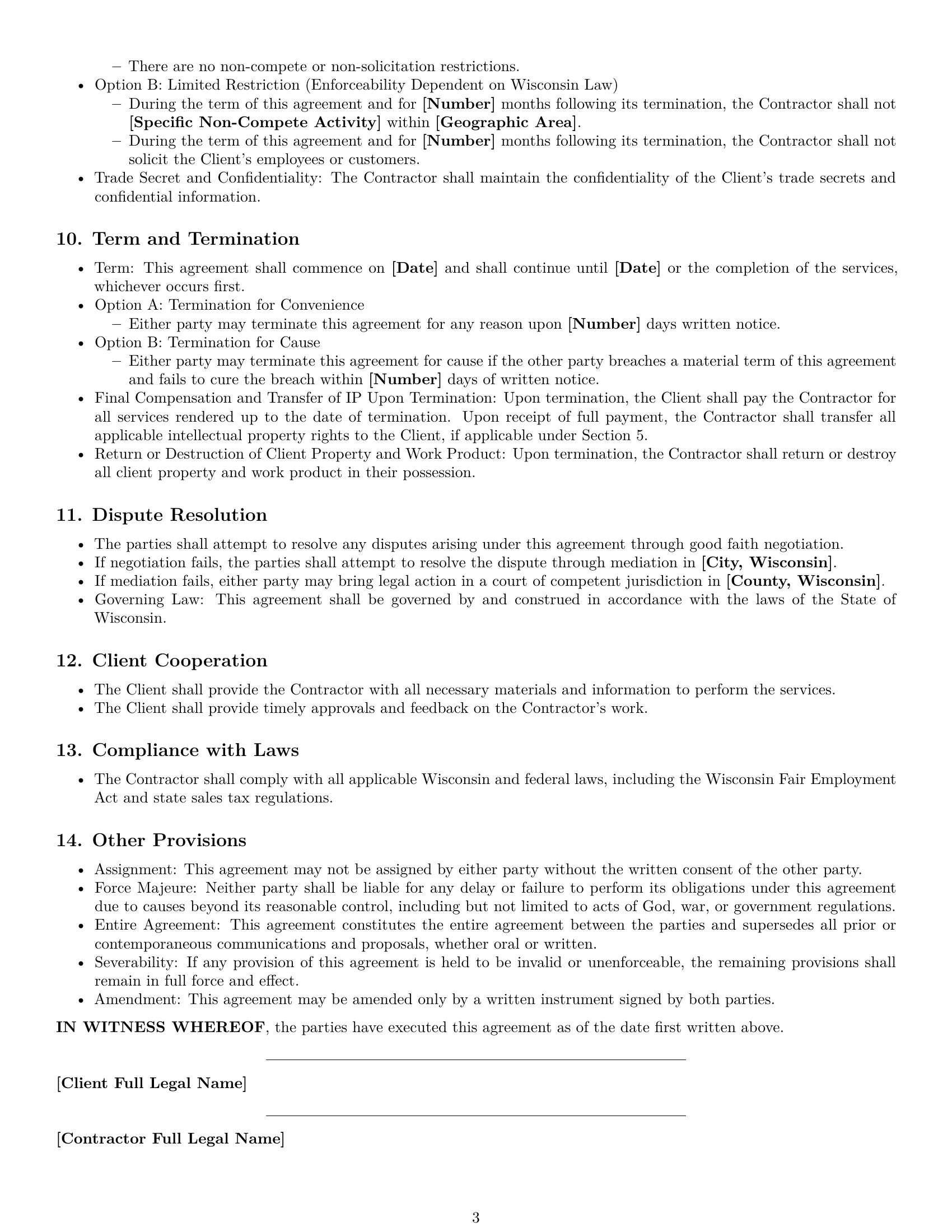 Preview page 3 of Free Wisconsin creative independent contractor agreement template