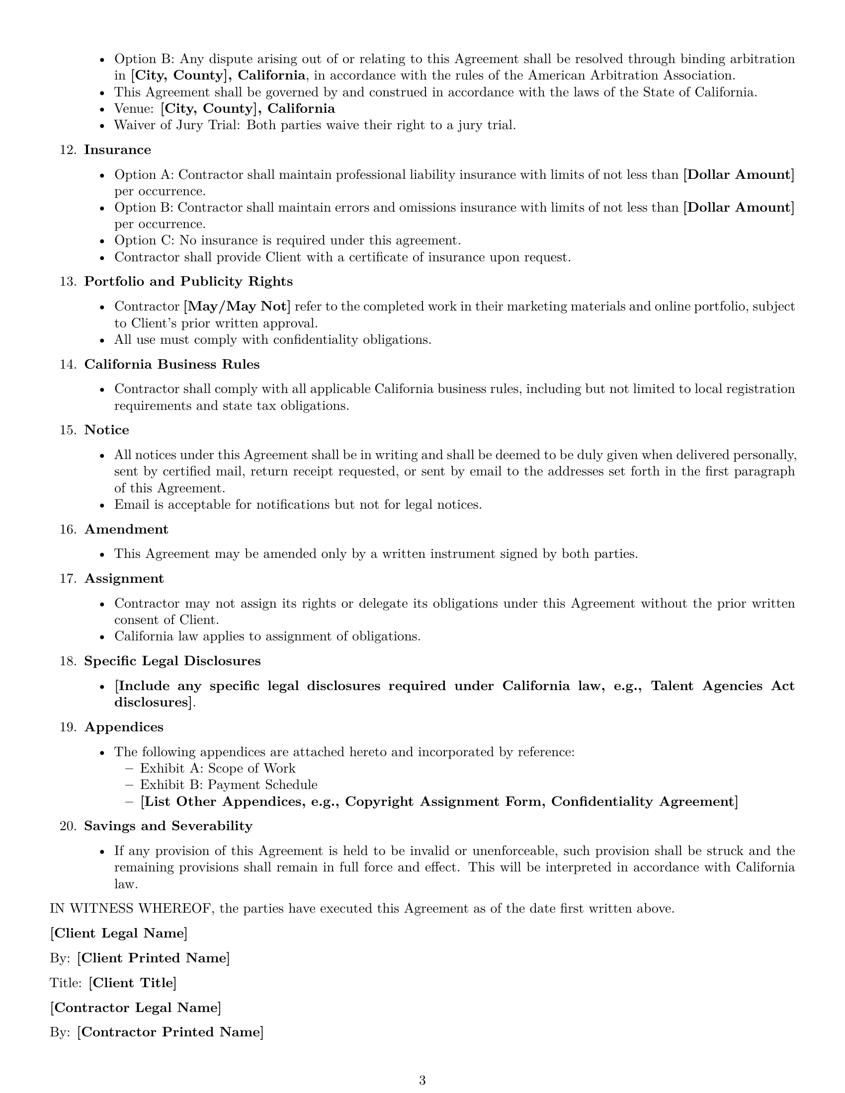 Preview page 3 of Free California creative independent contractor agreement template