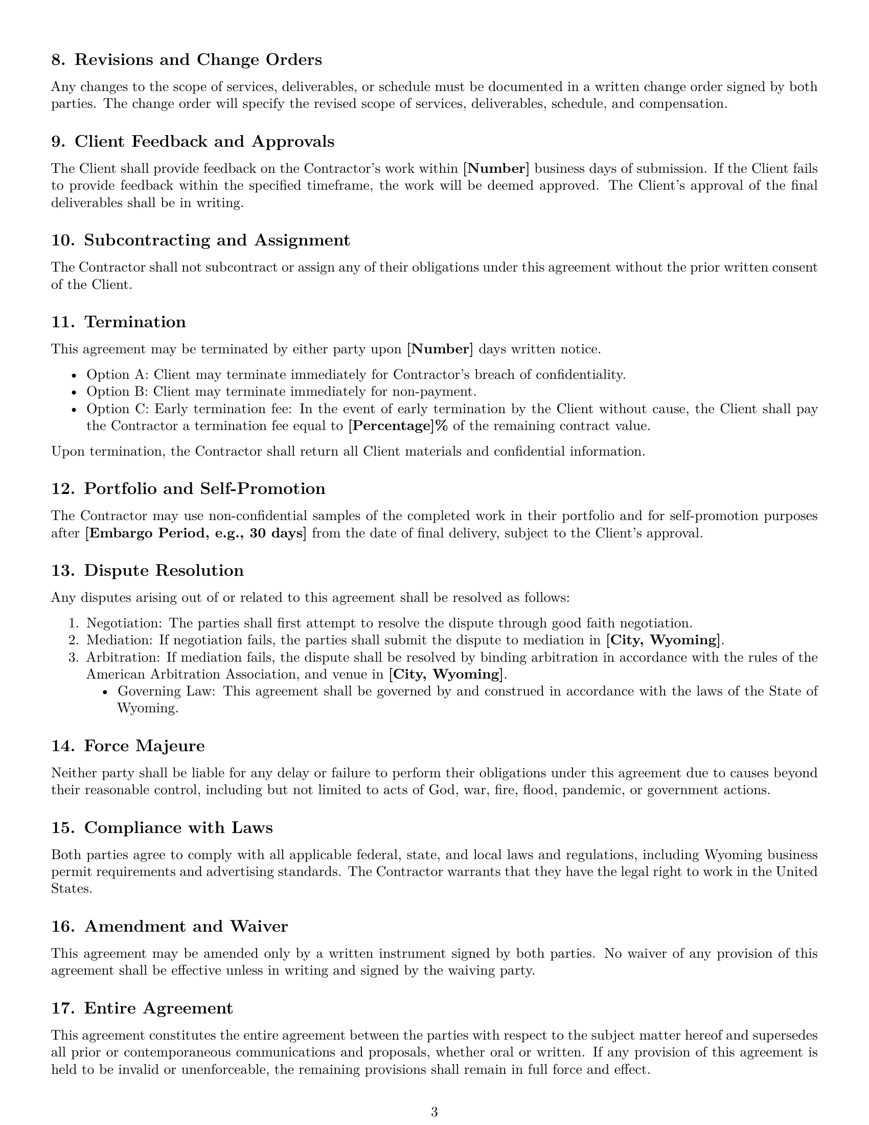 Preview page 3 of Free Wyoming creative independent contractor agreement template