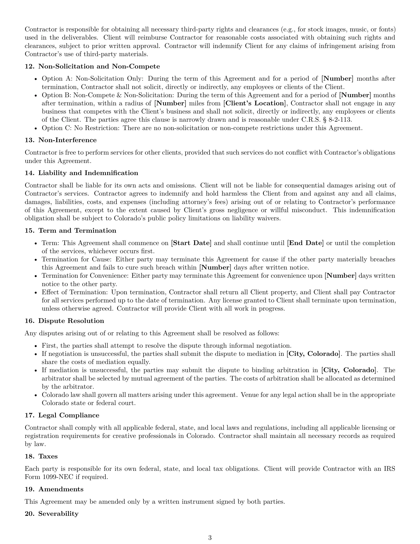 Preview page 3 of Free Colorado creative independent contractor agreement template