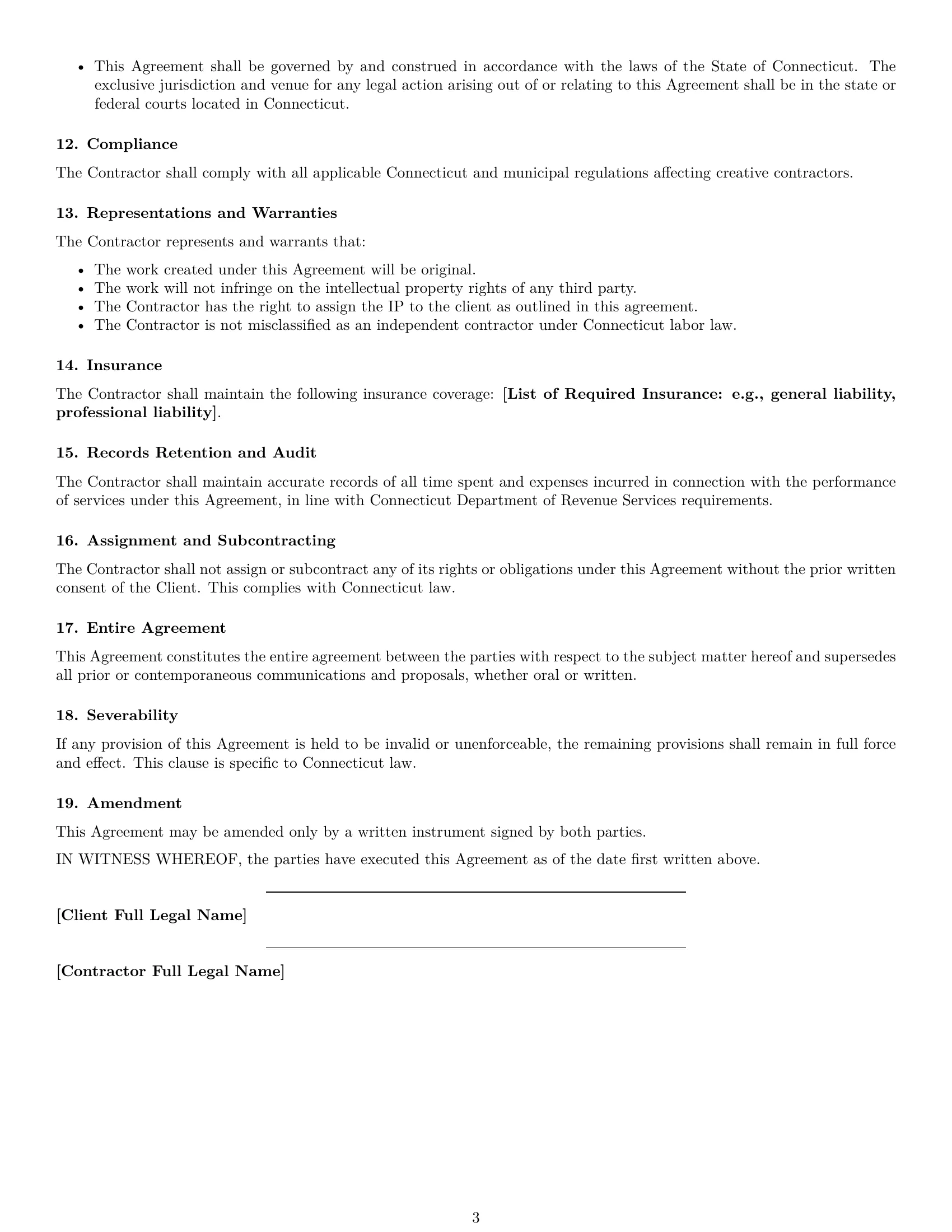 Preview page 3 of Free Connecticut creative independent contractor agreement template
