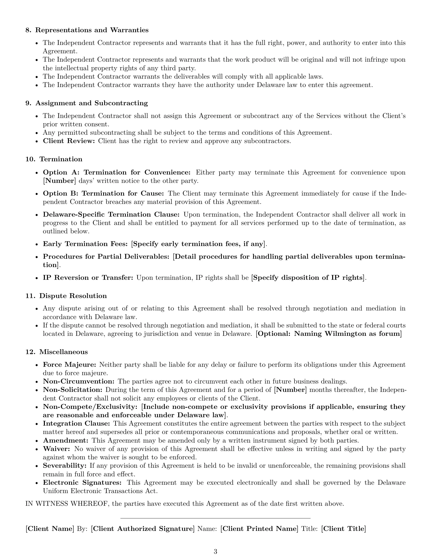 Preview page 3 of Free Delaware creative independent contractor agreement template
