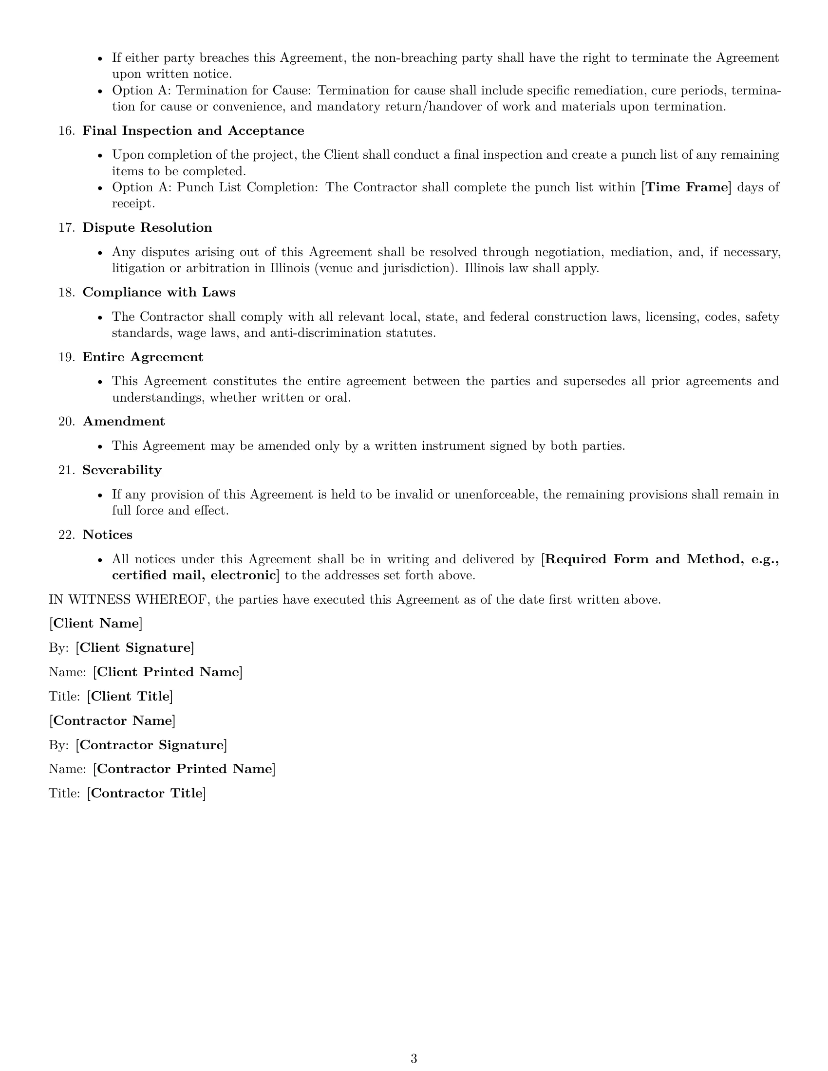 Preview page 3 of Free Illinois construction independent contractor agreement template
