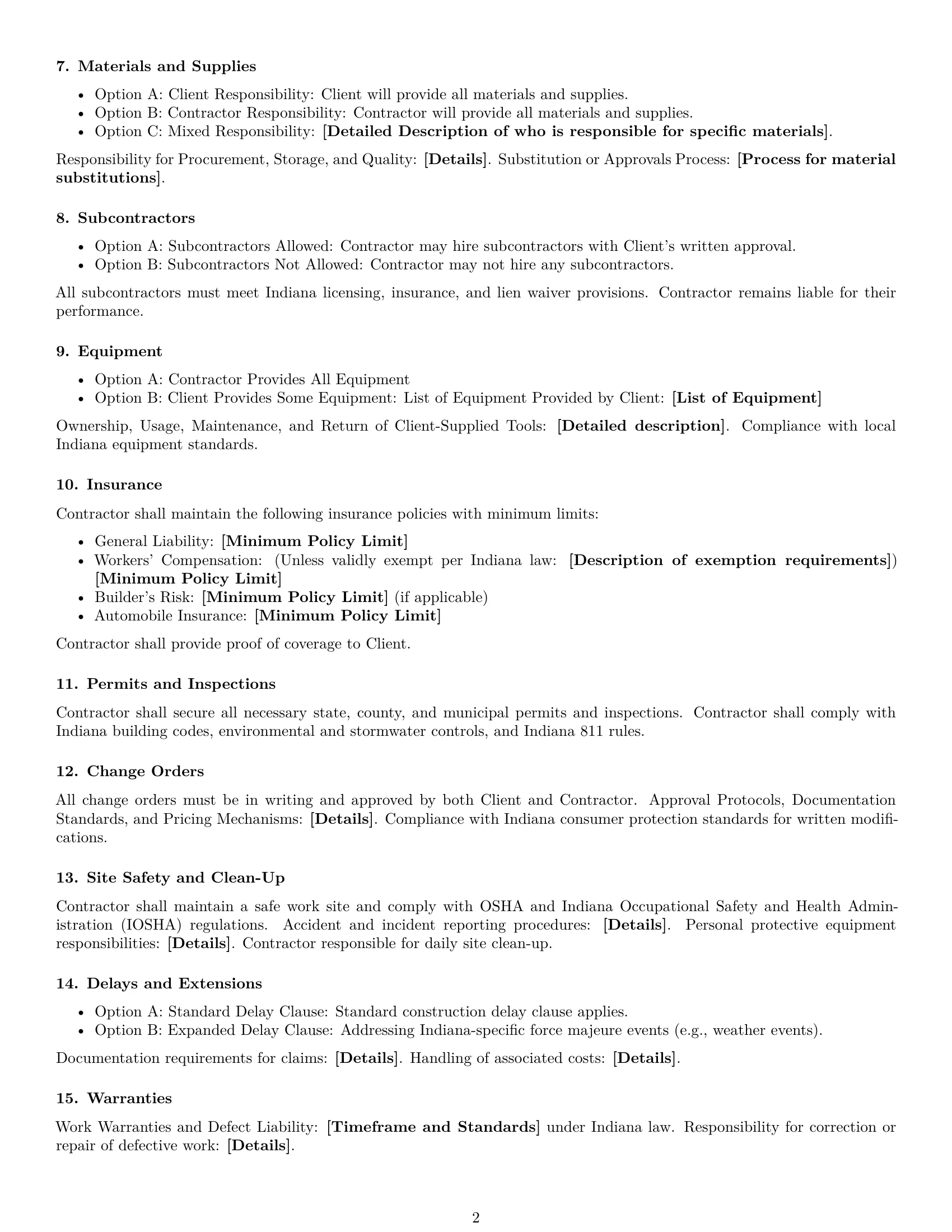 Preview page 2 of Free Indiana construction independent contractor agreement template