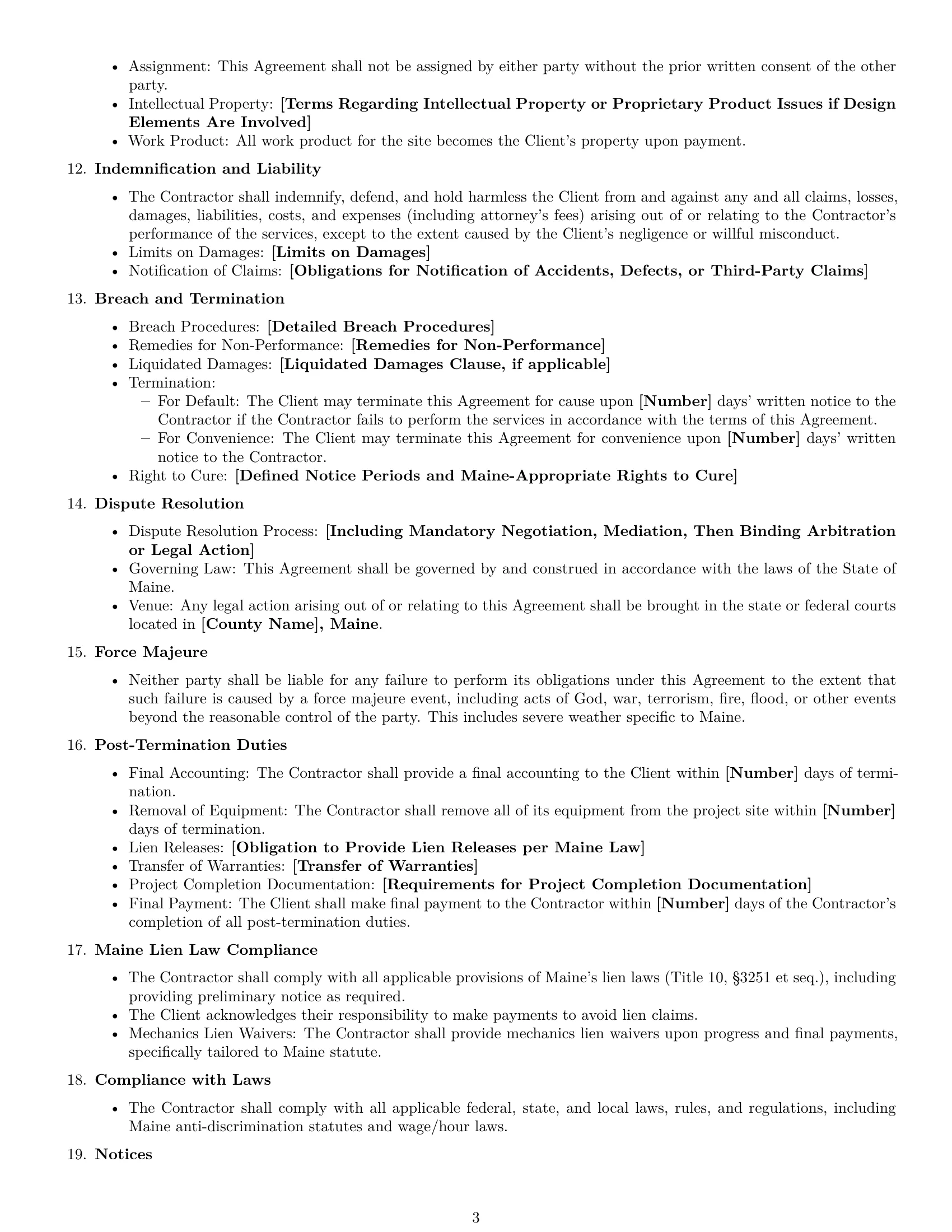 Preview page 3 of Free Maine construction independent contractor agreement template