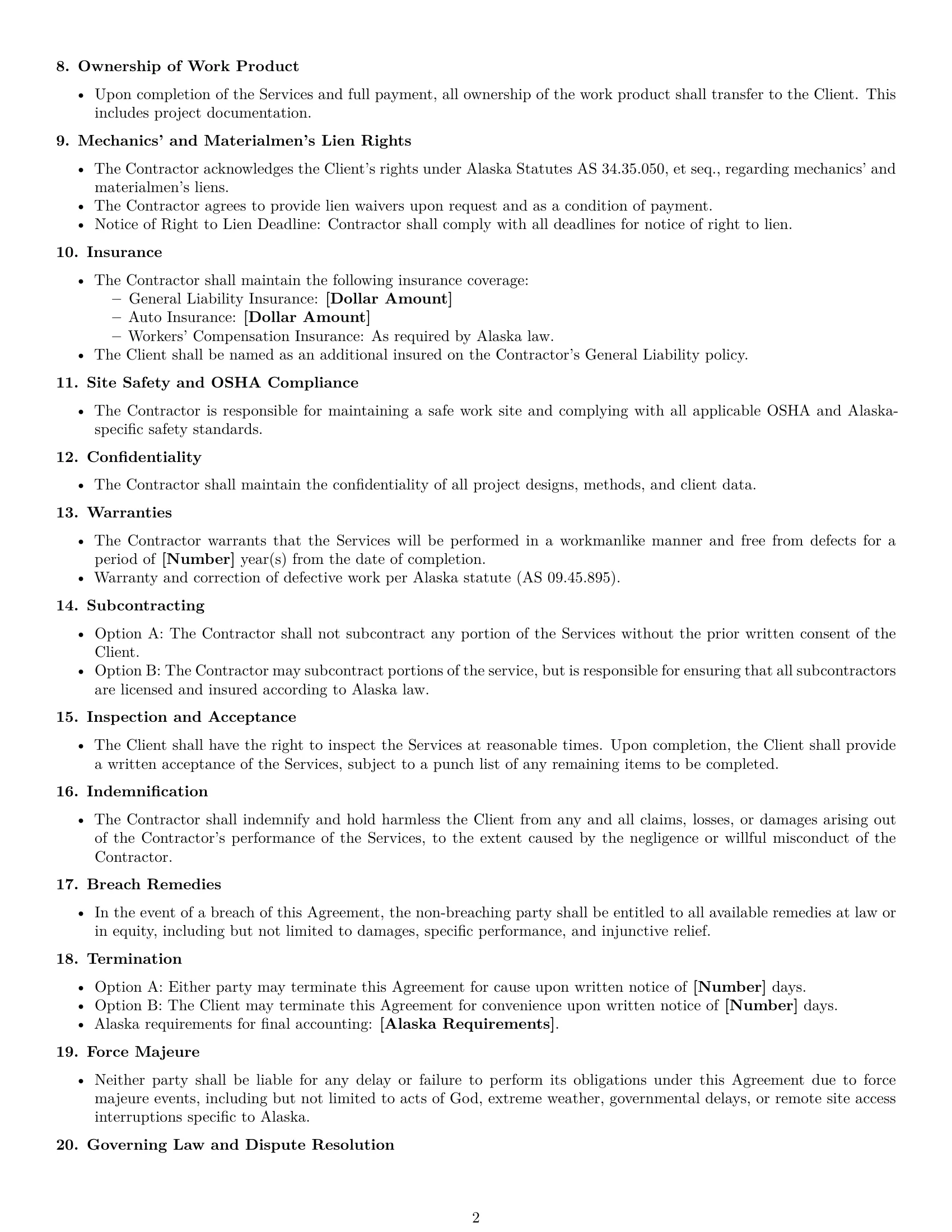 Preview page 2 of Free Alaska construction independent contractor agreement template