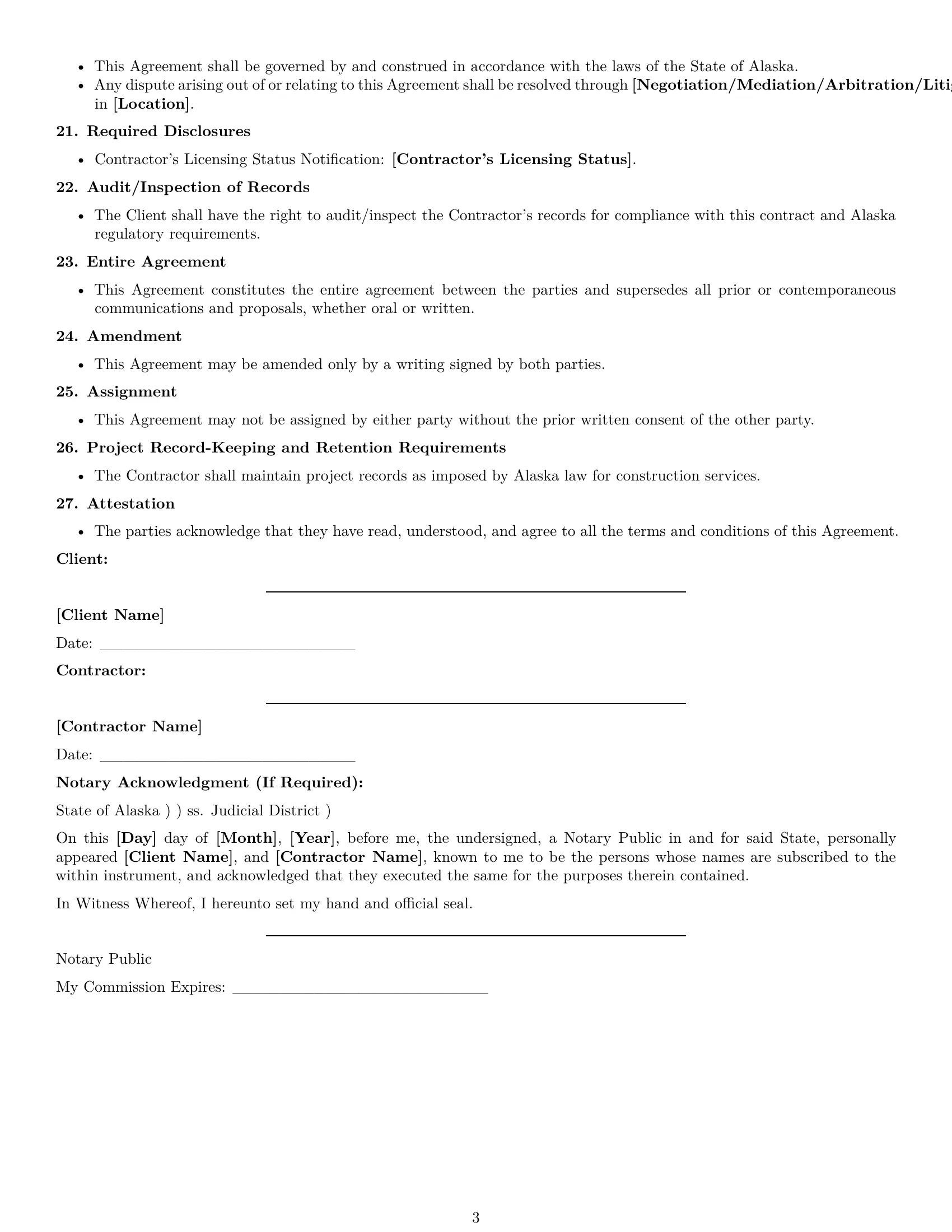 Preview page 3 of Free Alaska construction independent contractor agreement template