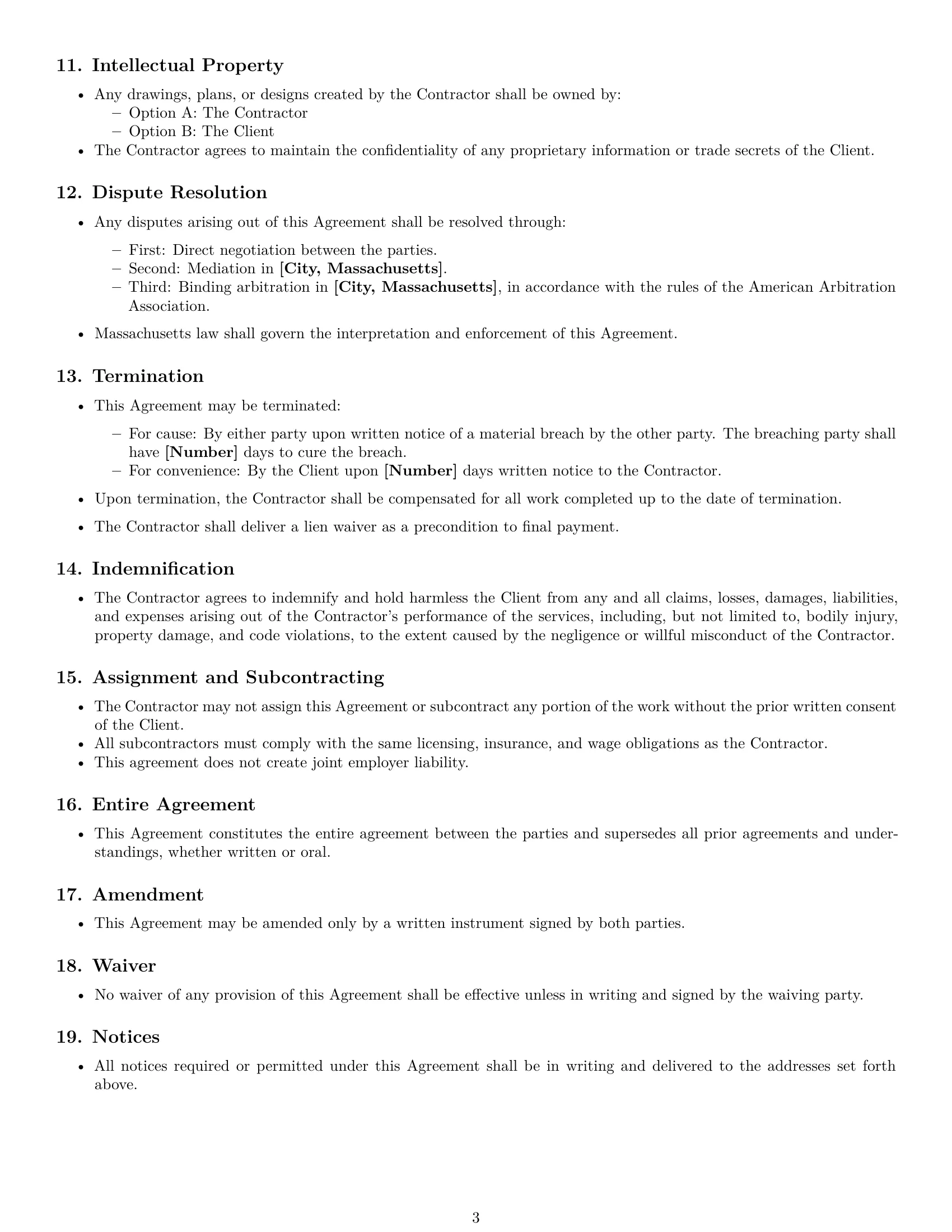 Preview page 3 of Free Massachusetts construction independent contractor agreement template
