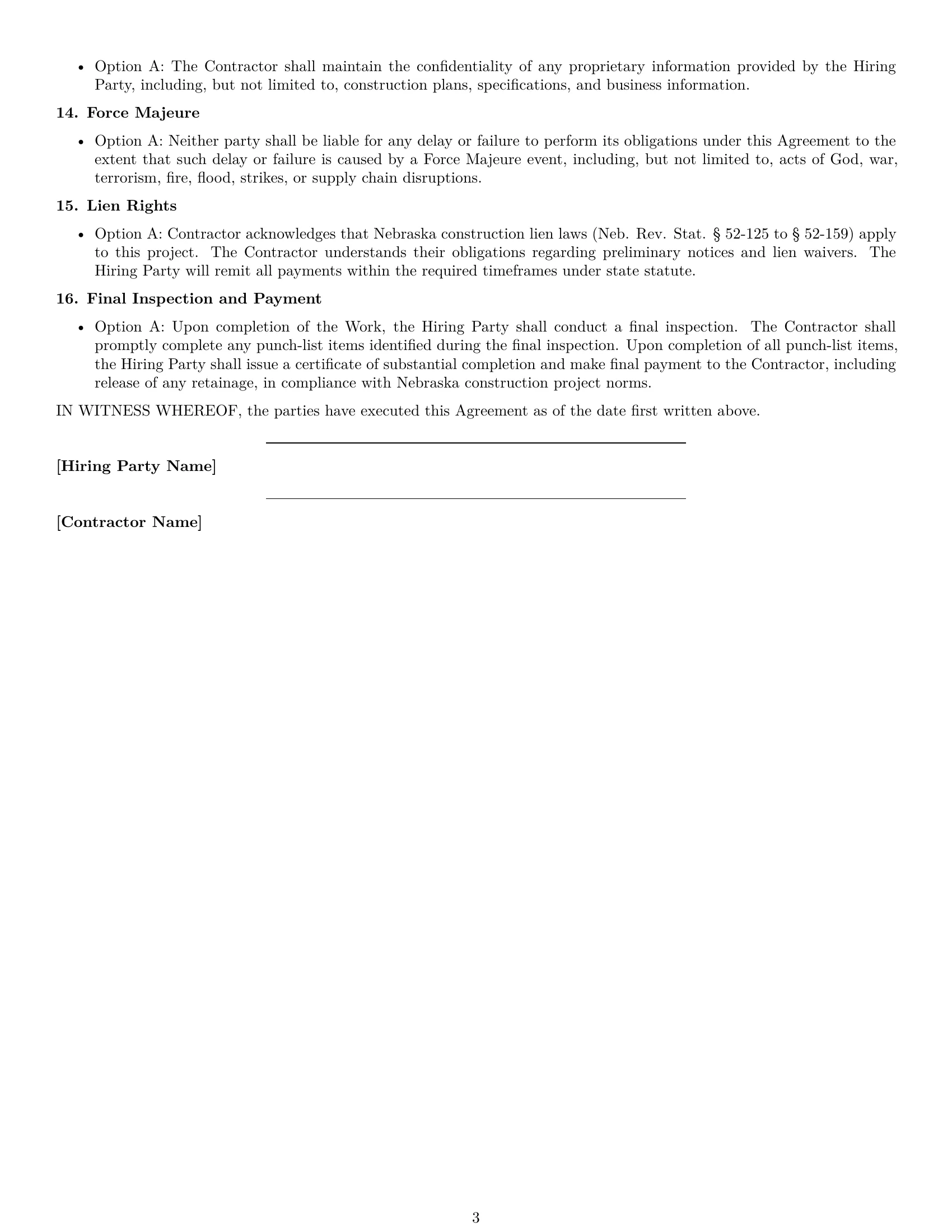 Preview page 3 of Free Nebraska construction independent contractor agreement template