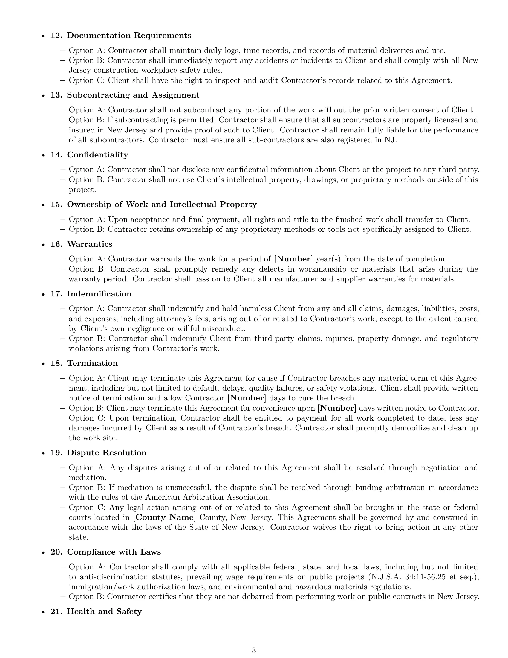 Preview page 3 of Free New Jersey construction independent contractor agreement template