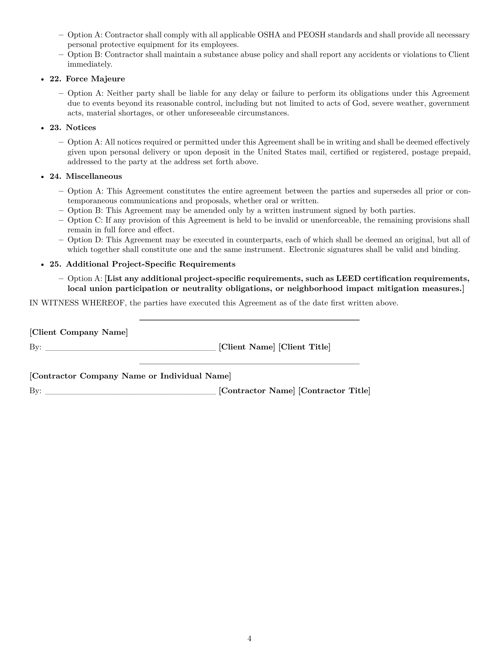 Preview page 4 of Free New Jersey construction independent contractor agreement template