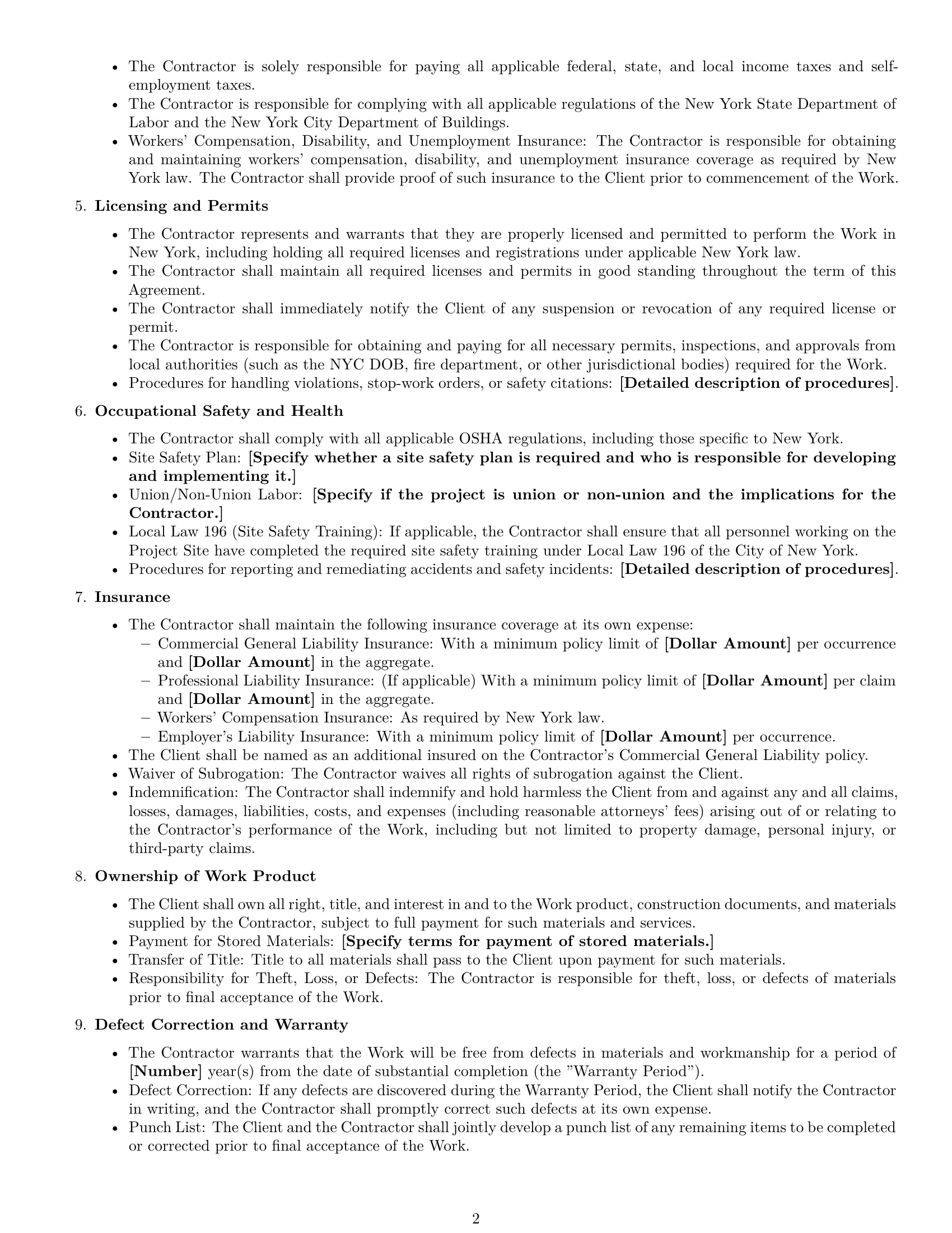 Preview page 2 of Free New York construction independent contractor agreement template