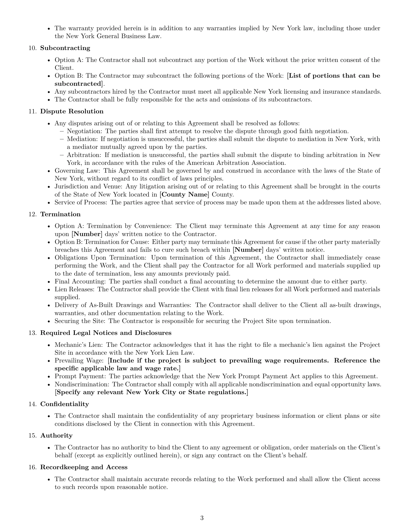Preview page 3 of Free New York construction independent contractor agreement template