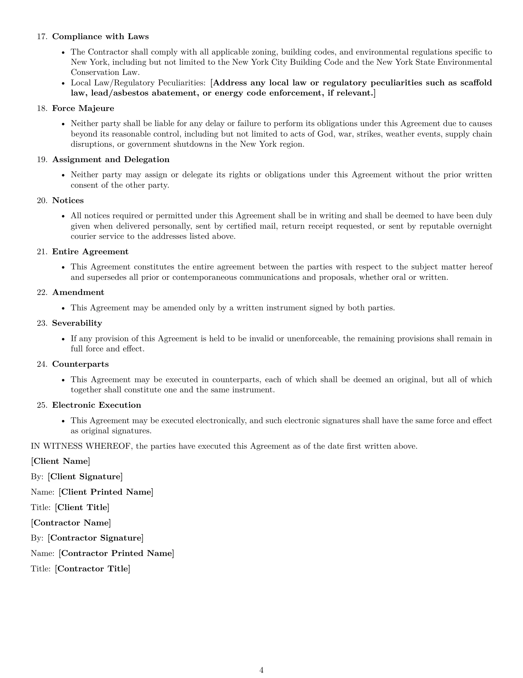 Preview page 4 of Free New York construction independent contractor agreement template