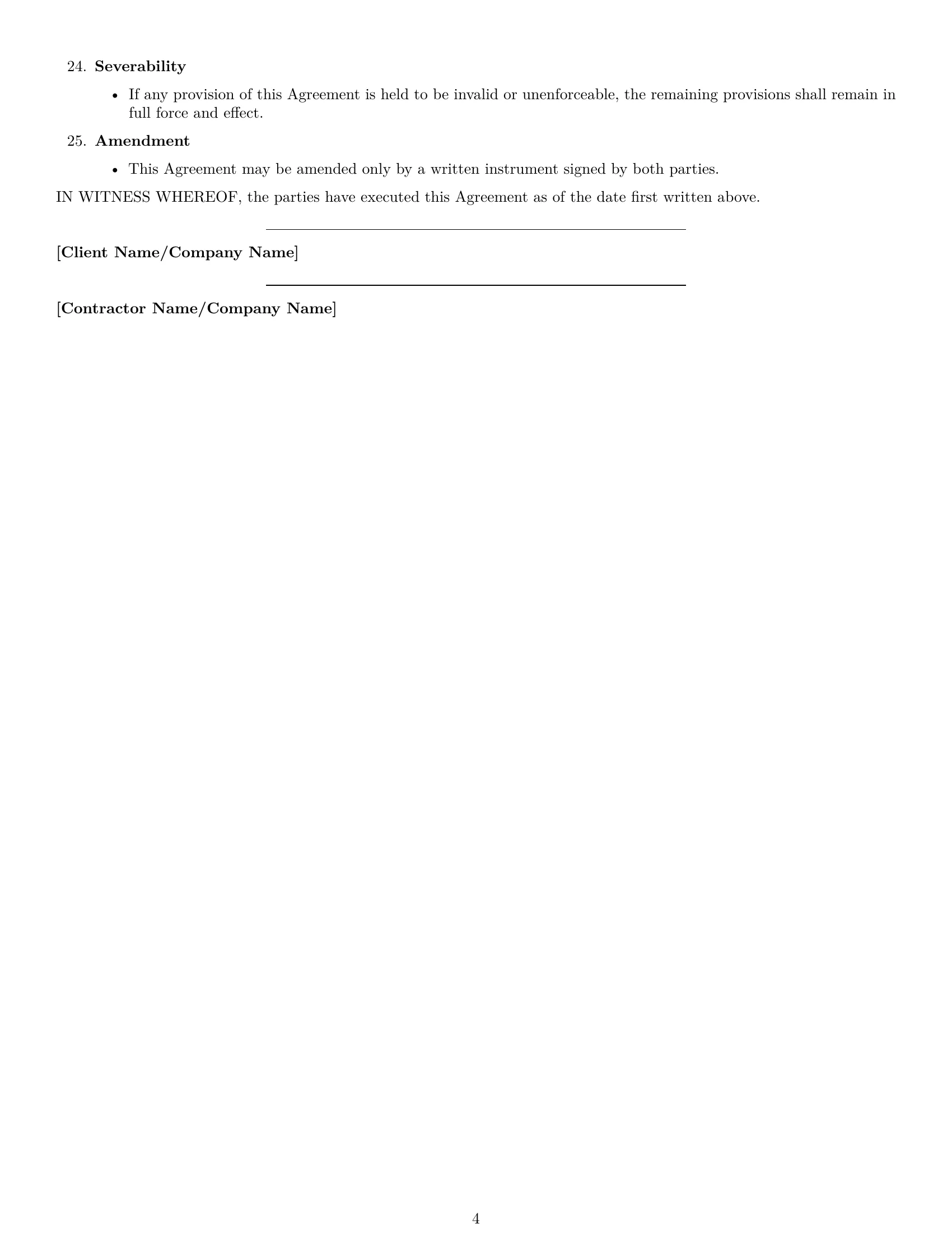 Preview page 4 of Free Ohio construction independent contractor agreement template
