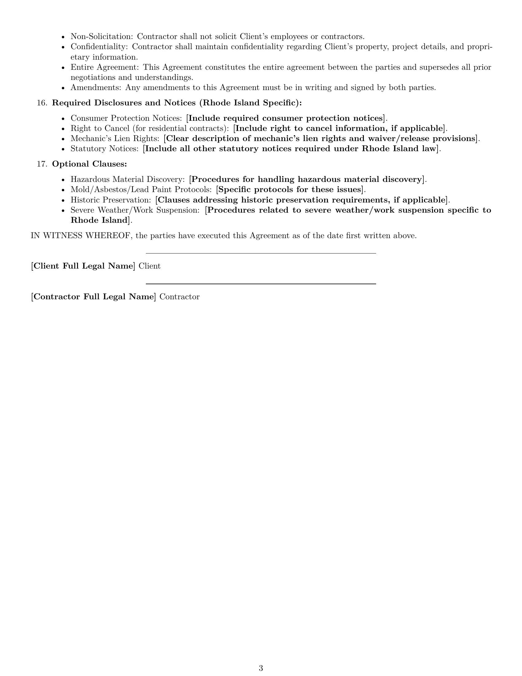 Preview page 3 of Free Rhode Island construction independent contractor agreement template