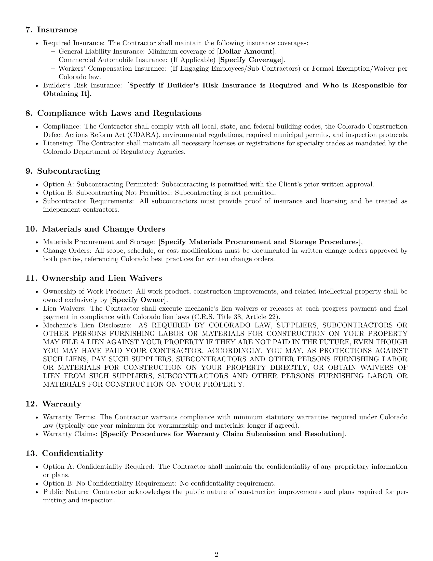Preview page 2 of Free Colorado construction independent contractor agreement template