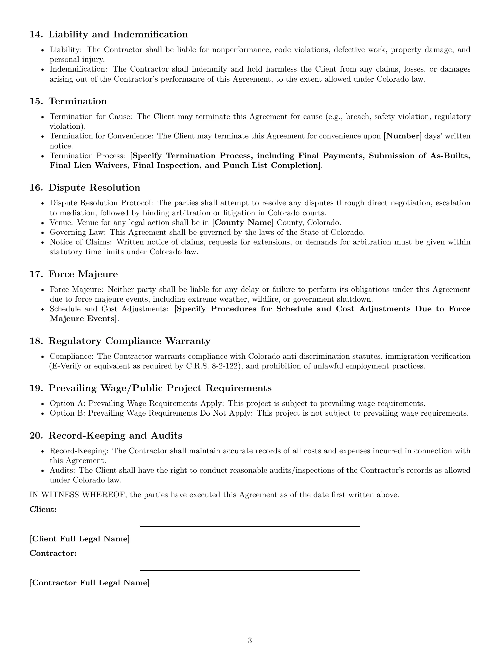 Preview page 3 of Free Colorado construction independent contractor agreement template