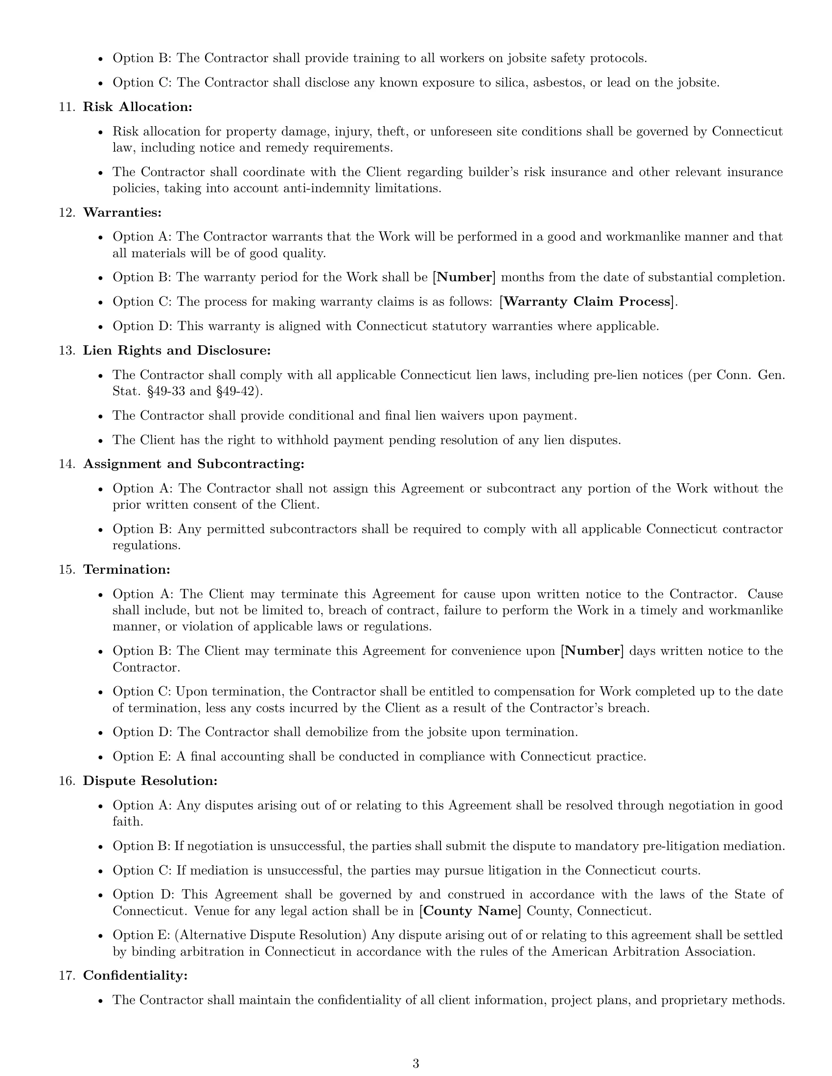 Preview page 3 of Free Connecticut construction independent contractor agreement template