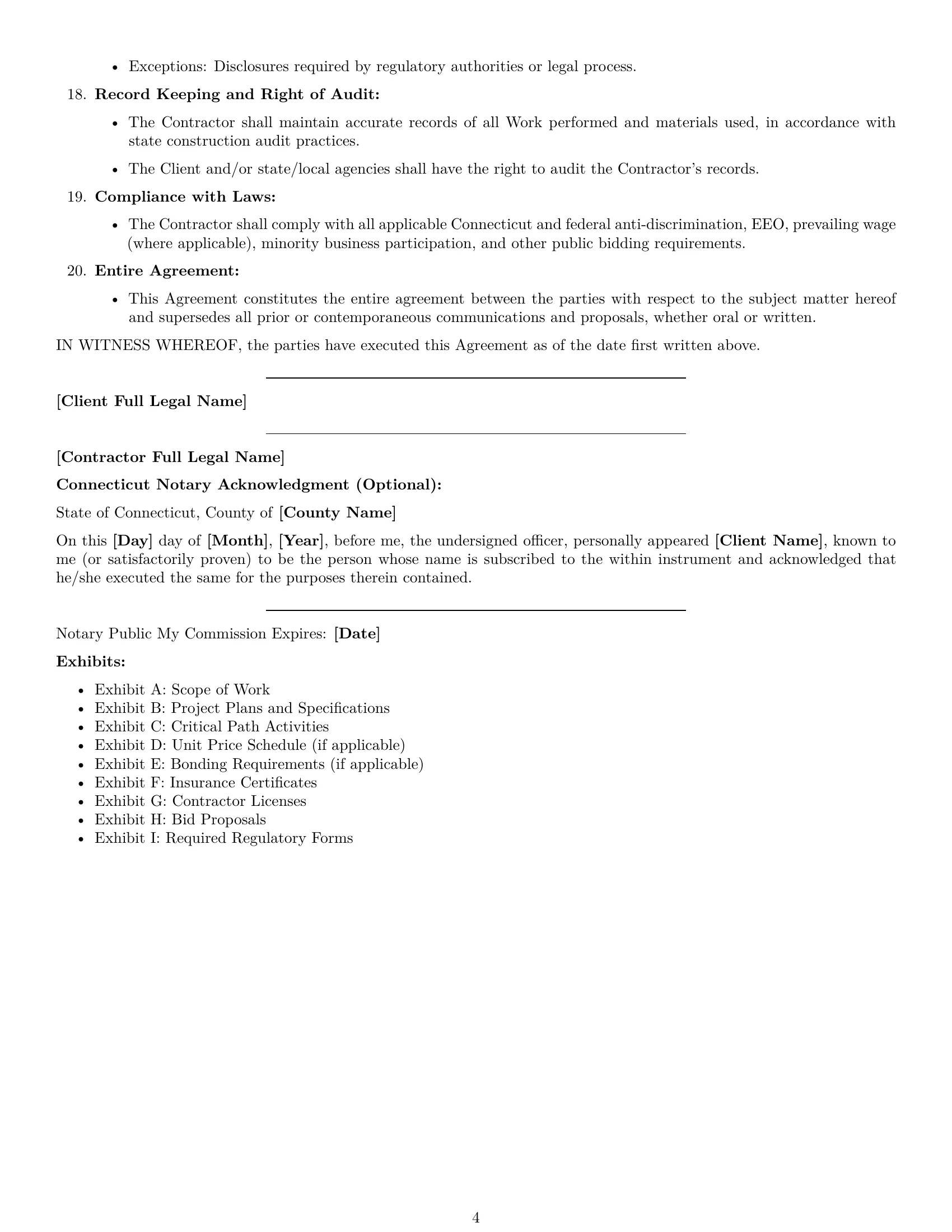 Preview page 4 of Free Connecticut construction independent contractor agreement template
