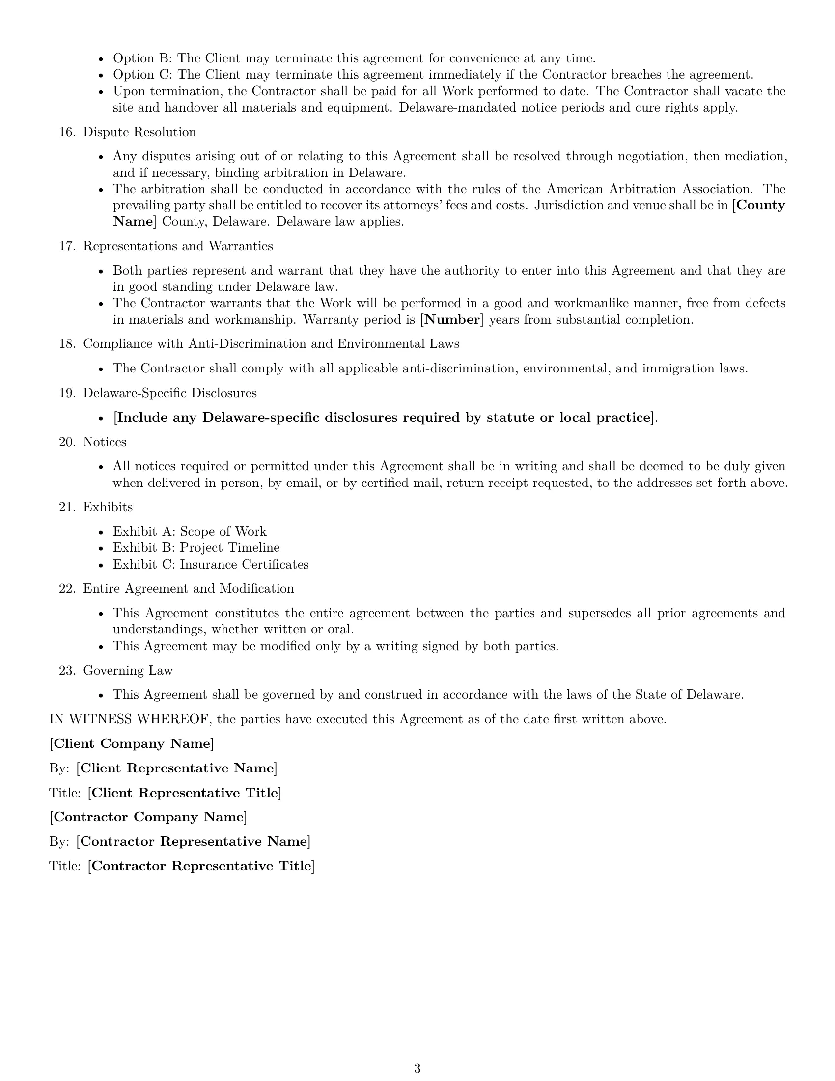 Preview page 3 of Free Delaware construction independent contractor agreement template