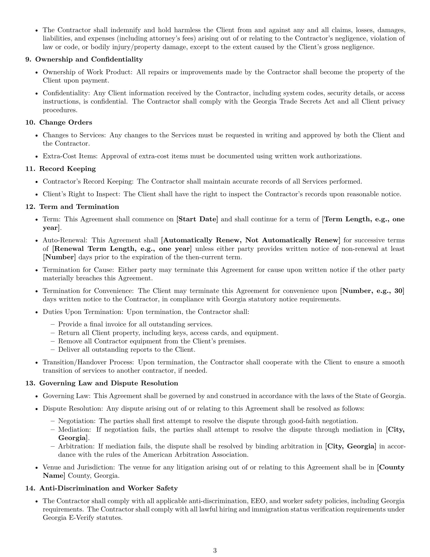 Preview page 3 of Free Georgia maintenance independent contractor agreement template
