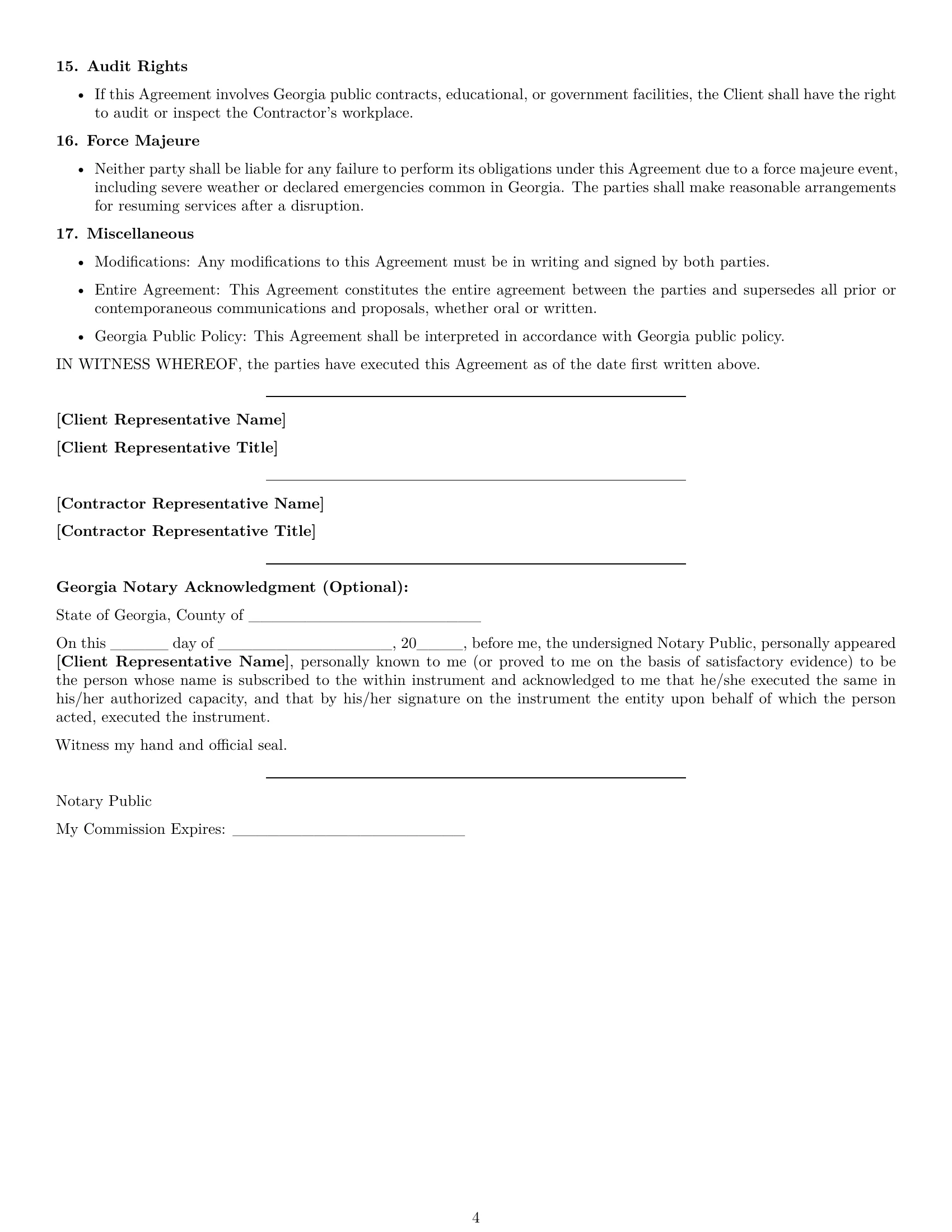 Preview page 4 of Free Georgia maintenance independent contractor agreement template