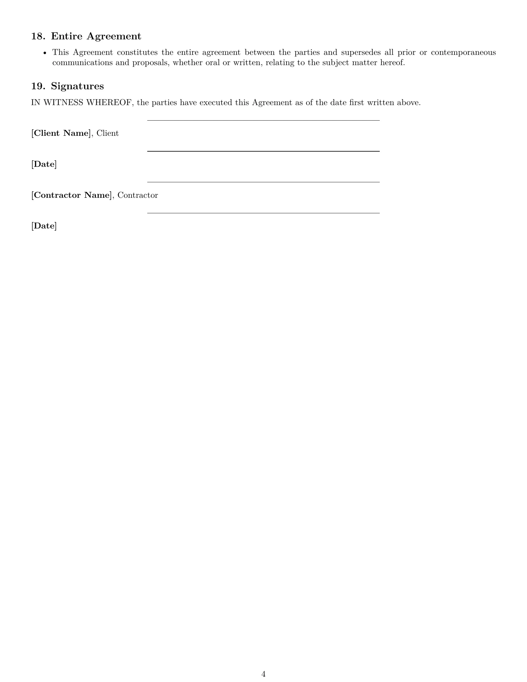 Preview page 4 of Free Idaho maintenance independent contractor agreement template