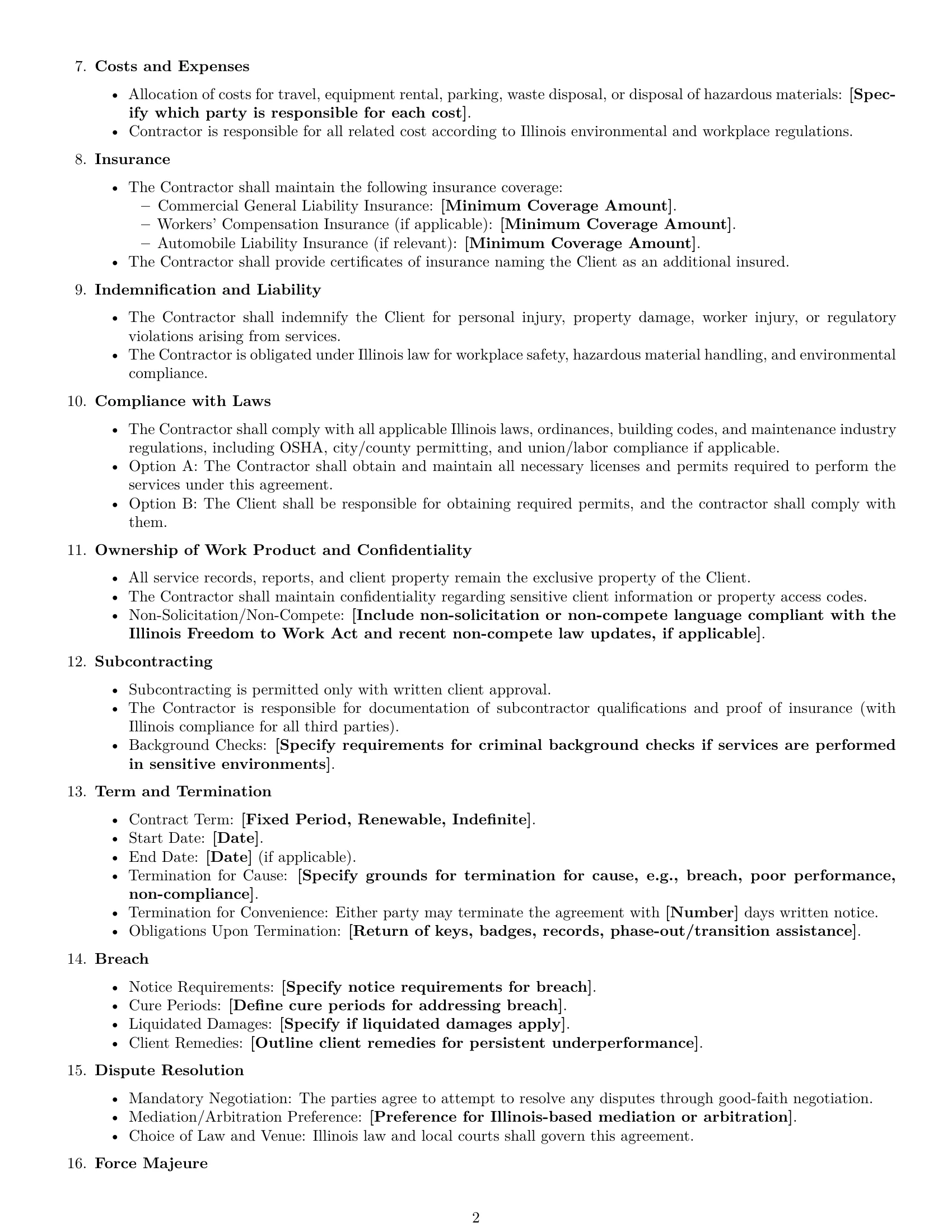 Preview page 2 of Free Illinois maintenance independent contractor agreement template