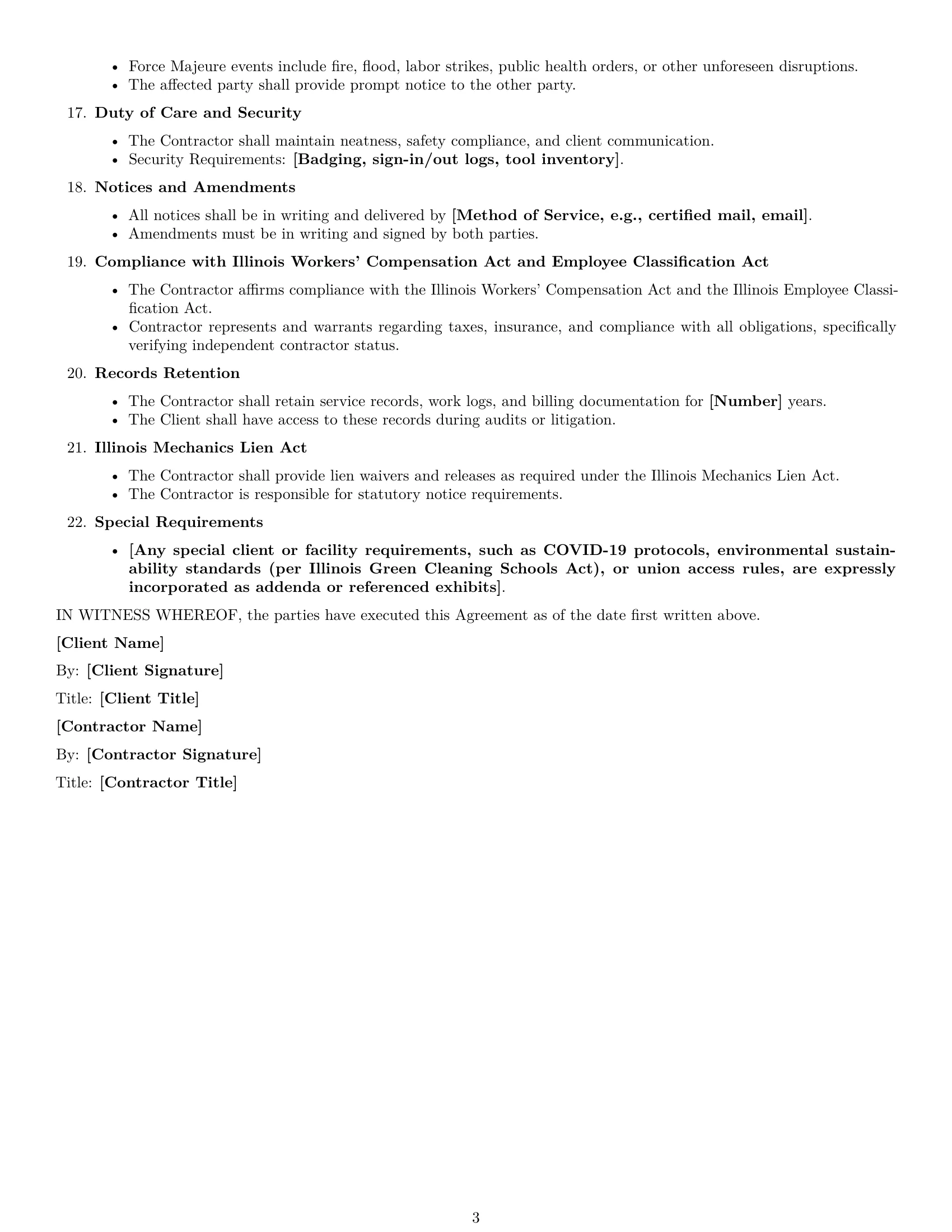 Preview page 3 of Free Illinois maintenance independent contractor agreement template