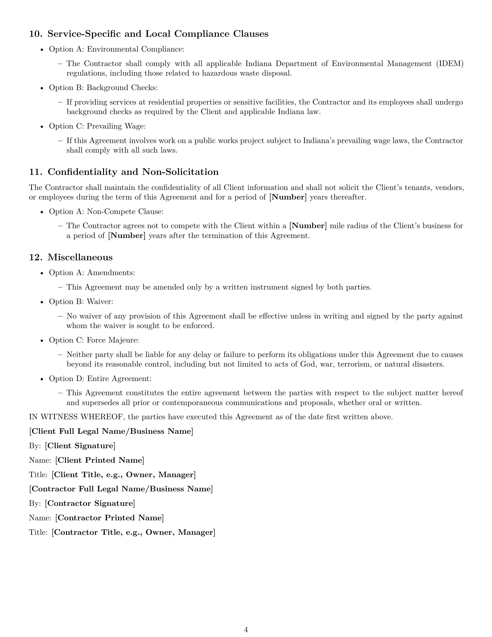 Preview page 4 of Free Indiana maintenance independent contractor agreement template