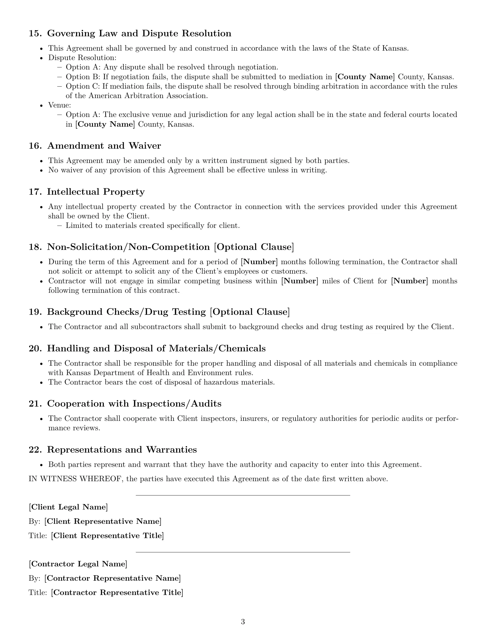 Preview page 3 of Free Kansas maintenance independent contractor agreement template