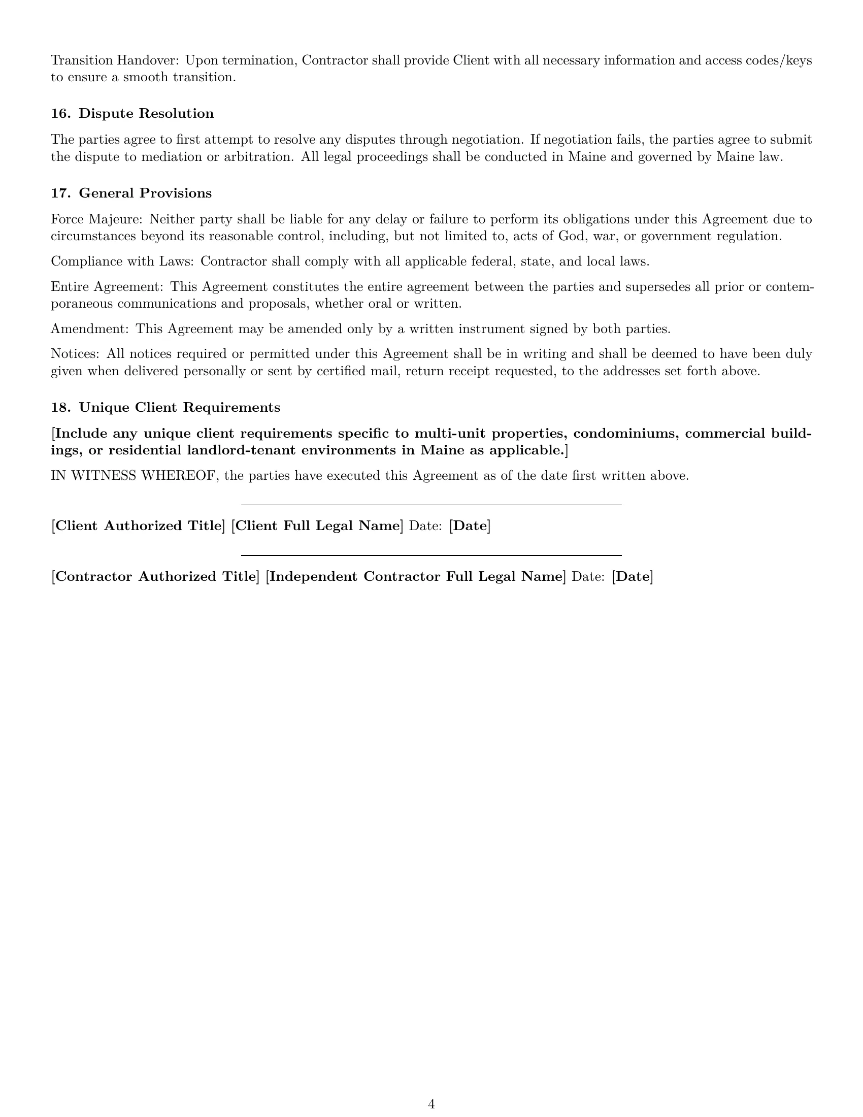 Preview page 4 of Free Maine maintenance independent contractor agreement template