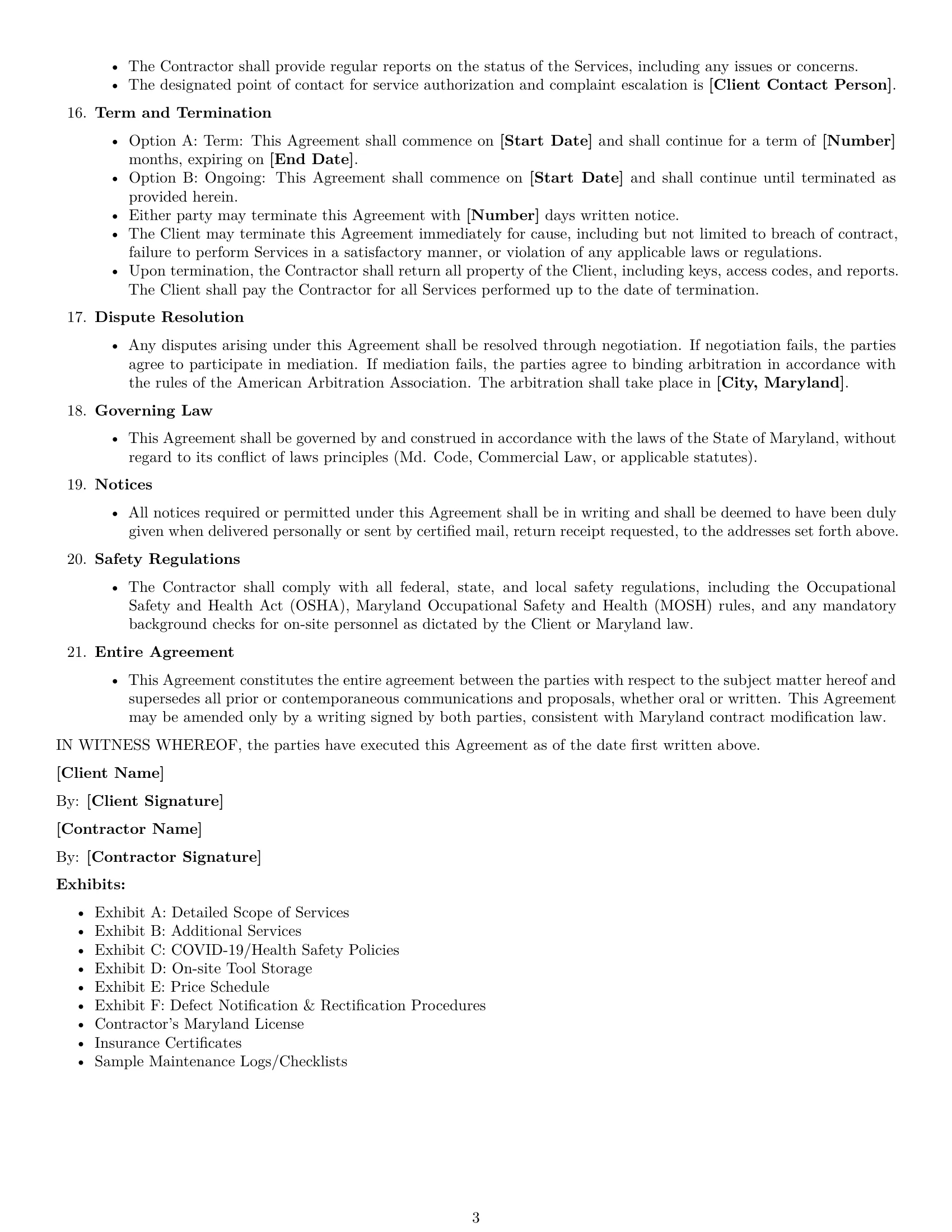 Preview page 3 of Free Maryland maintenance independent contractor agreement template