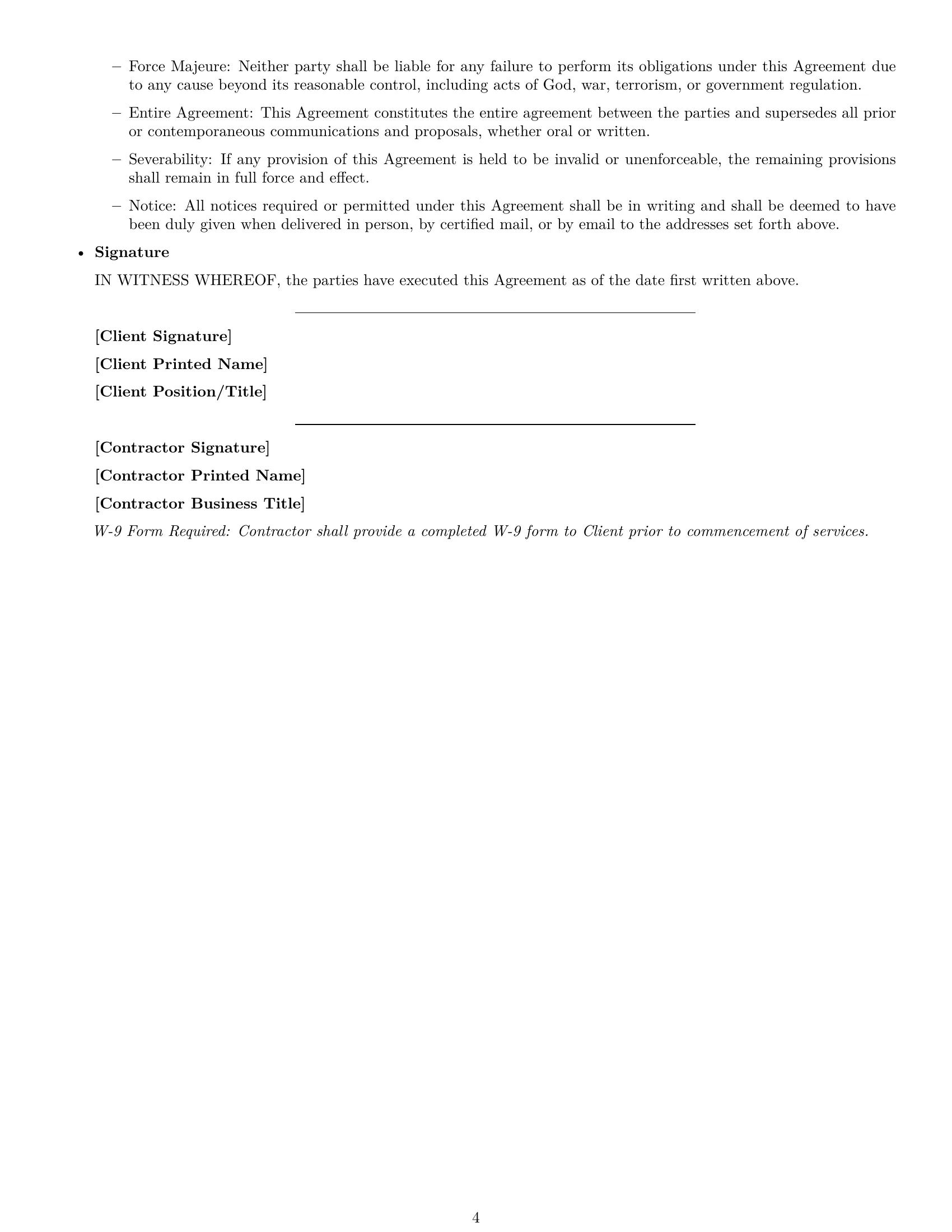 Preview page 4 of Free Massachusetts maintenance independent contractor agreement template