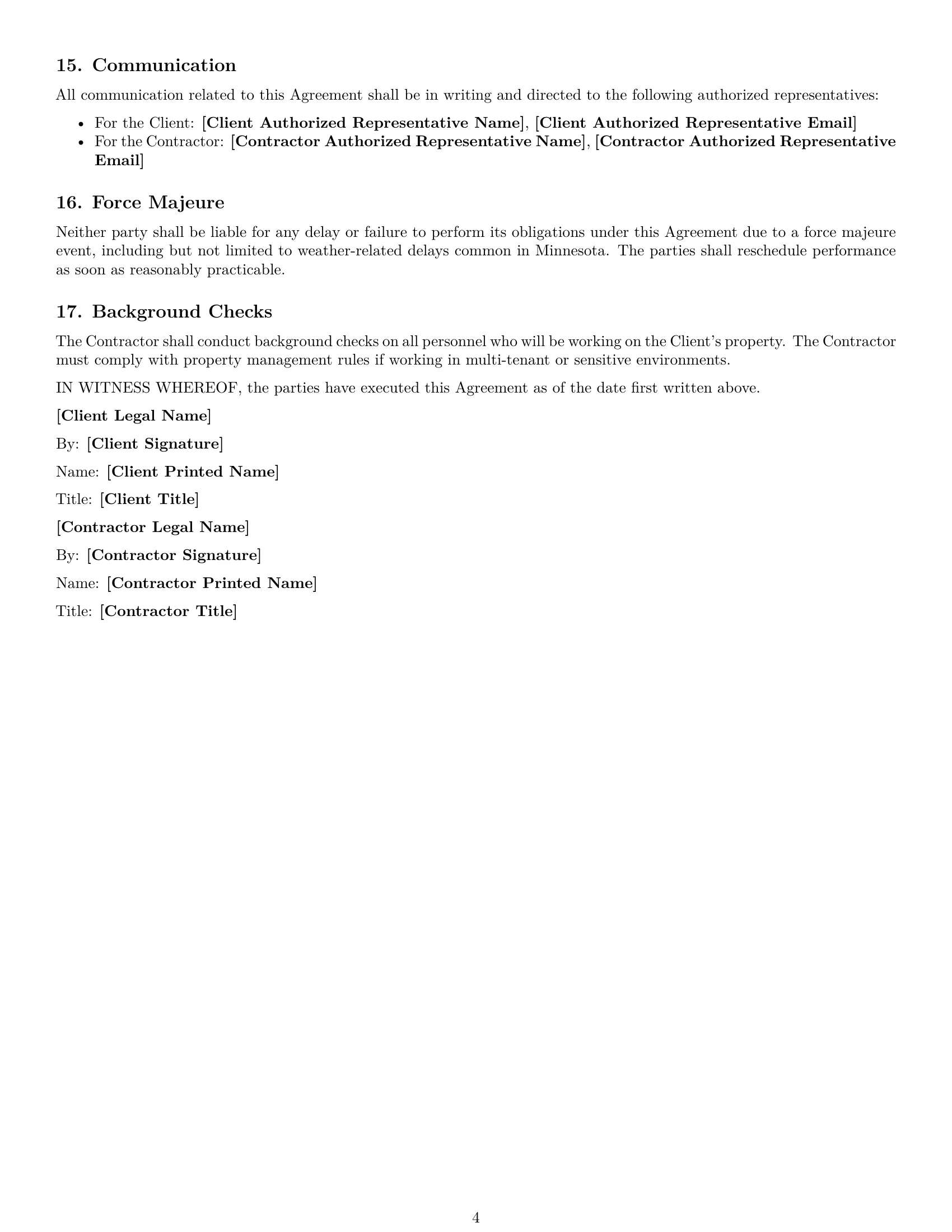 Preview page 4 of Free Minnesota maintenance independent contractor agreement template