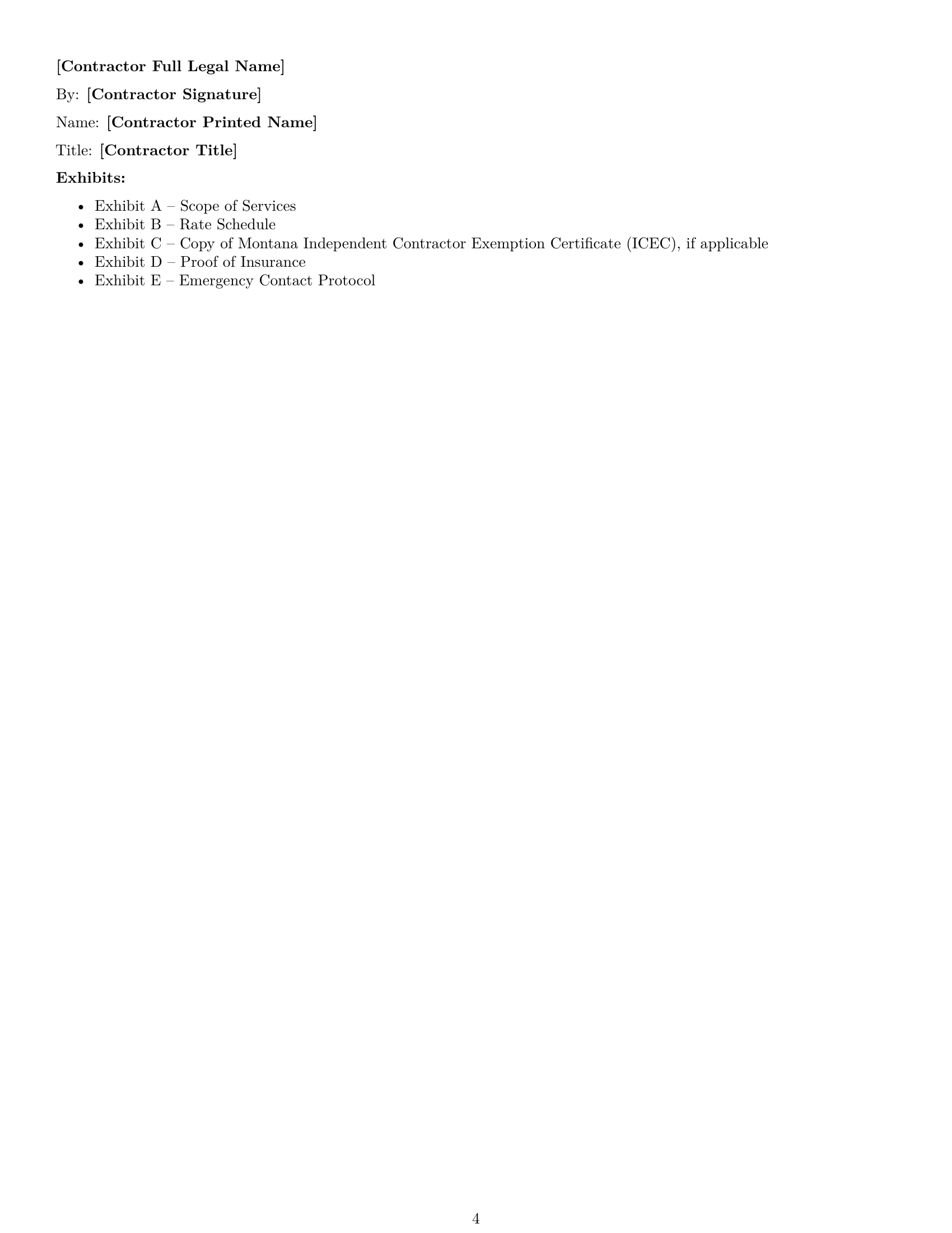 Preview page 4 of Free Montana maintenance independent contractor agreement template