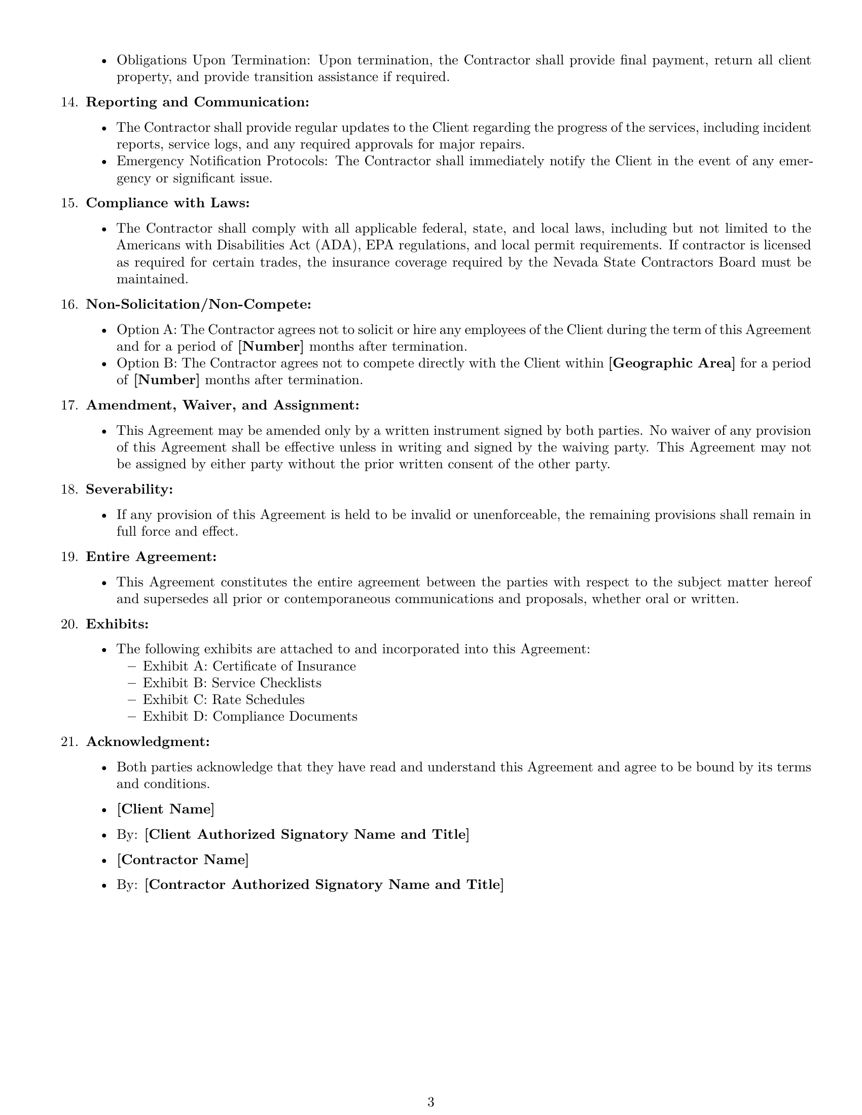 Preview page 3 of Free Nevada maintenance independent contractor agreement template