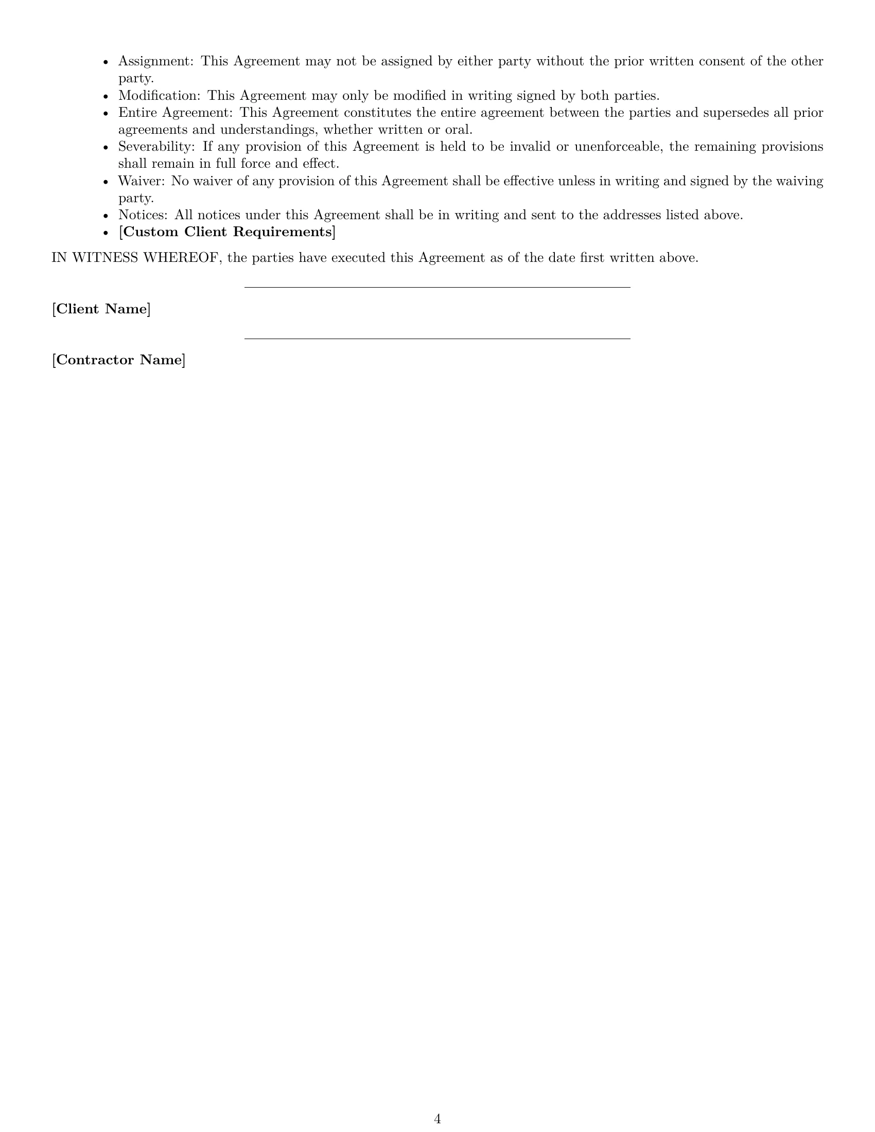 Preview page 4 of Free Arizona maintenance independent contractor agreement template