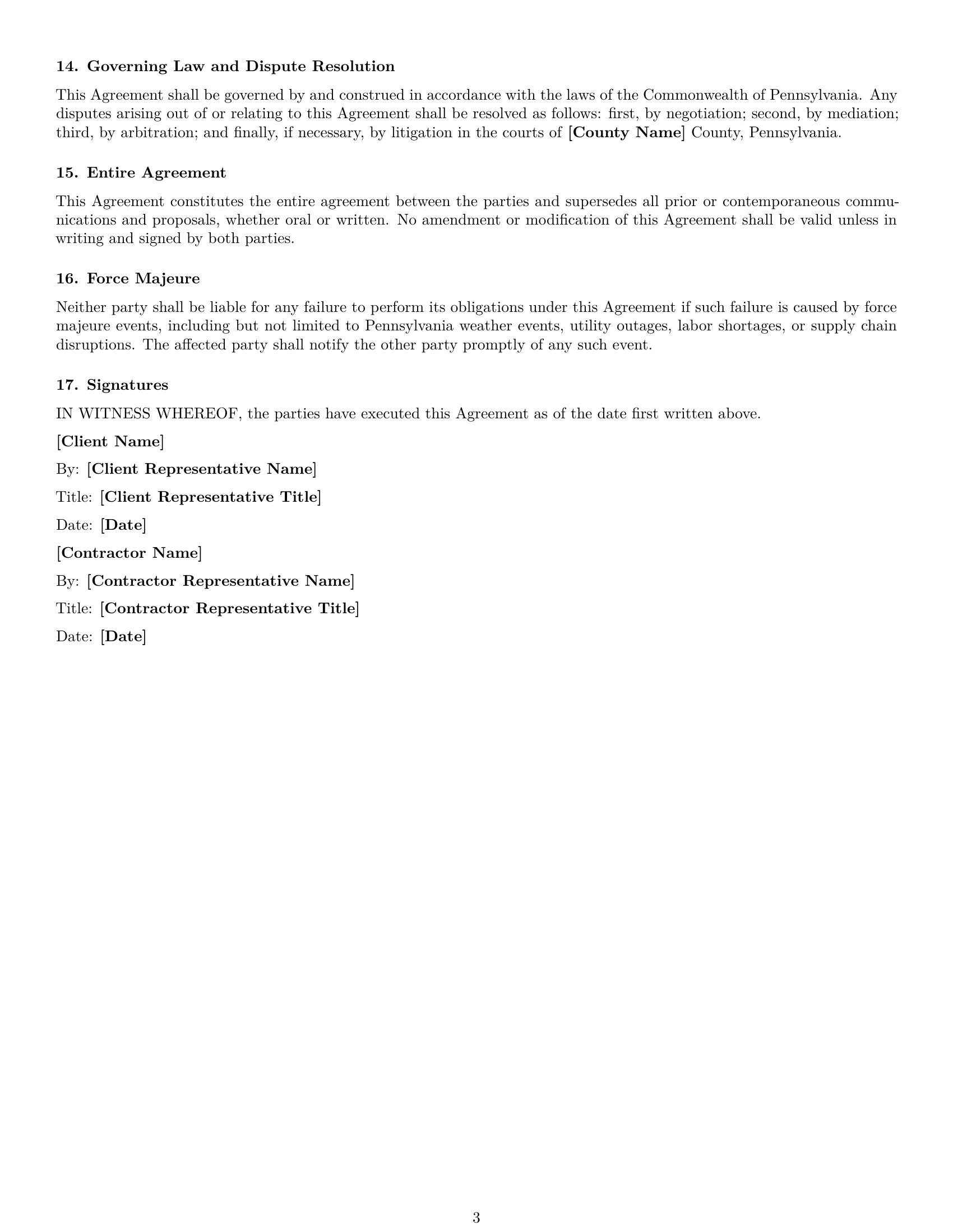 Preview page 3 of Free Pennsylvania maintenance independent contractor agreement template