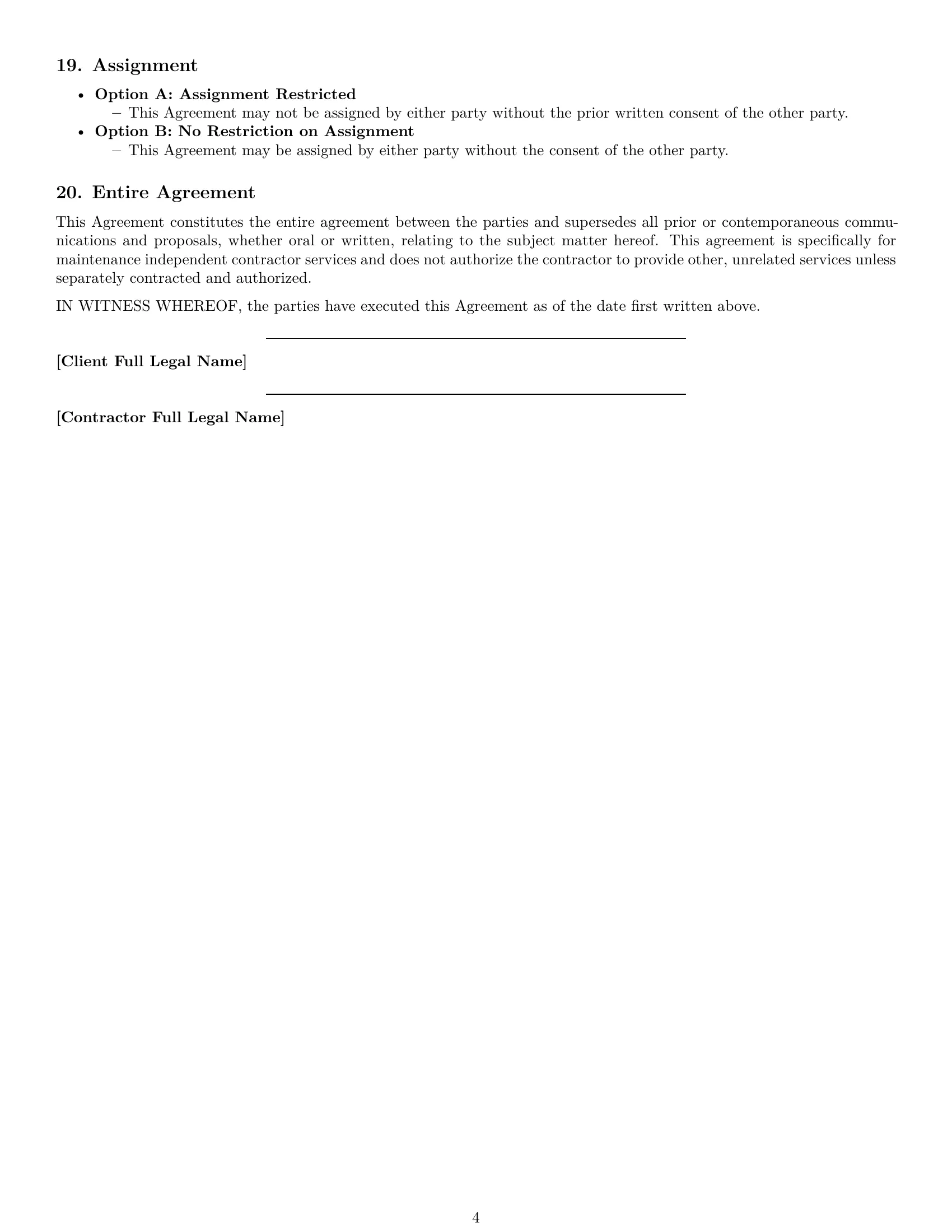 Preview page 4 of Free Rhode Island maintenance independent contractor agreement template