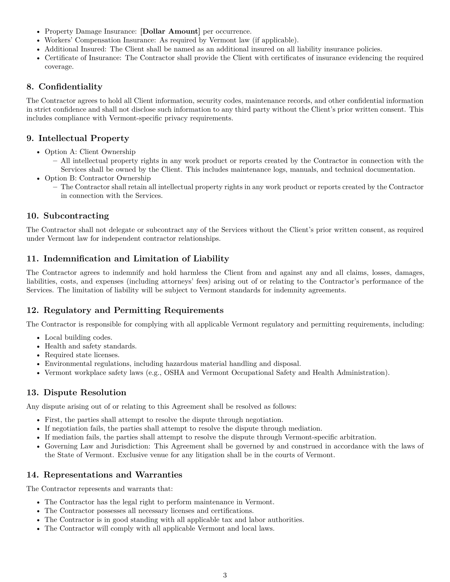 Preview page 3 of Free Vermont maintenance independent contractor agreement template