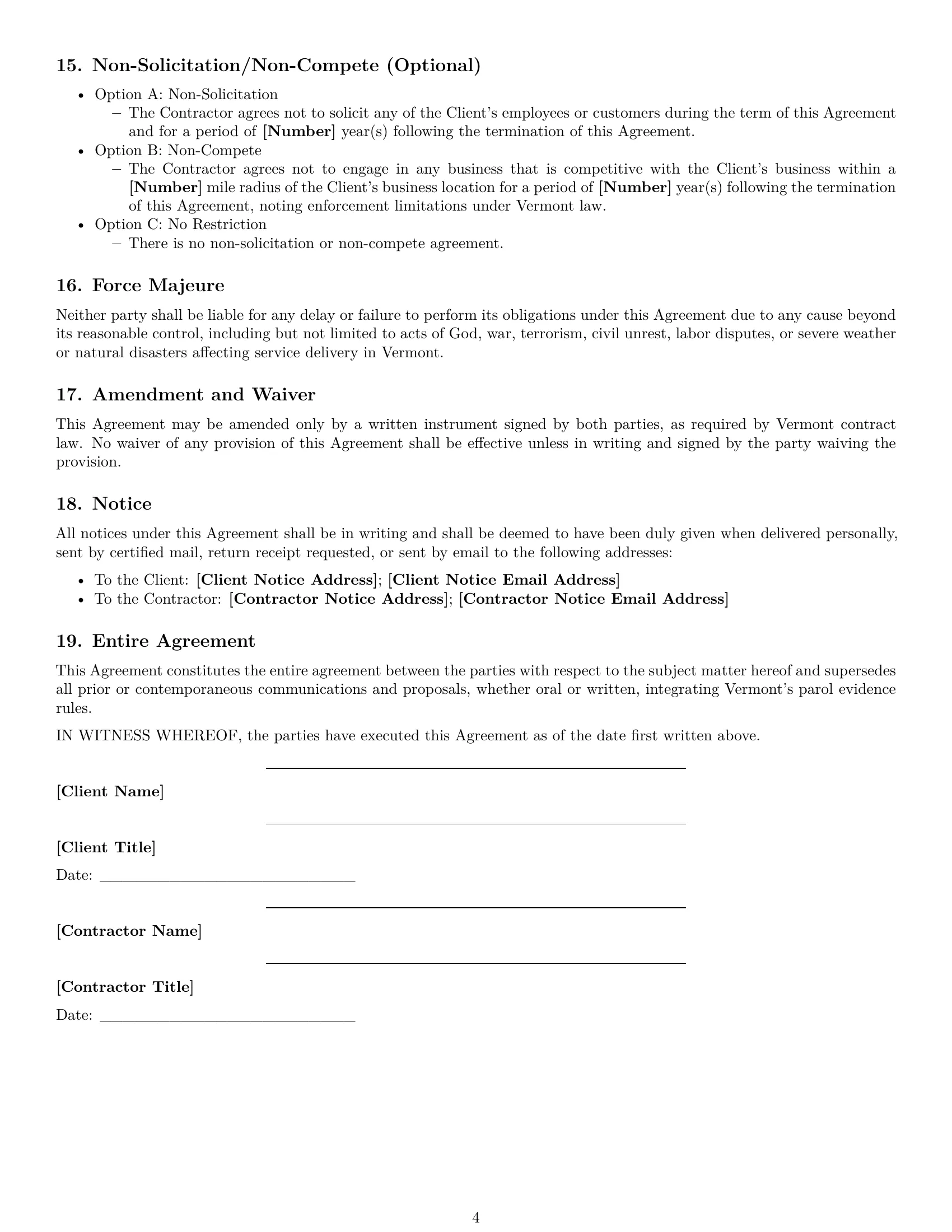 Preview page 4 of Free Vermont maintenance independent contractor agreement template