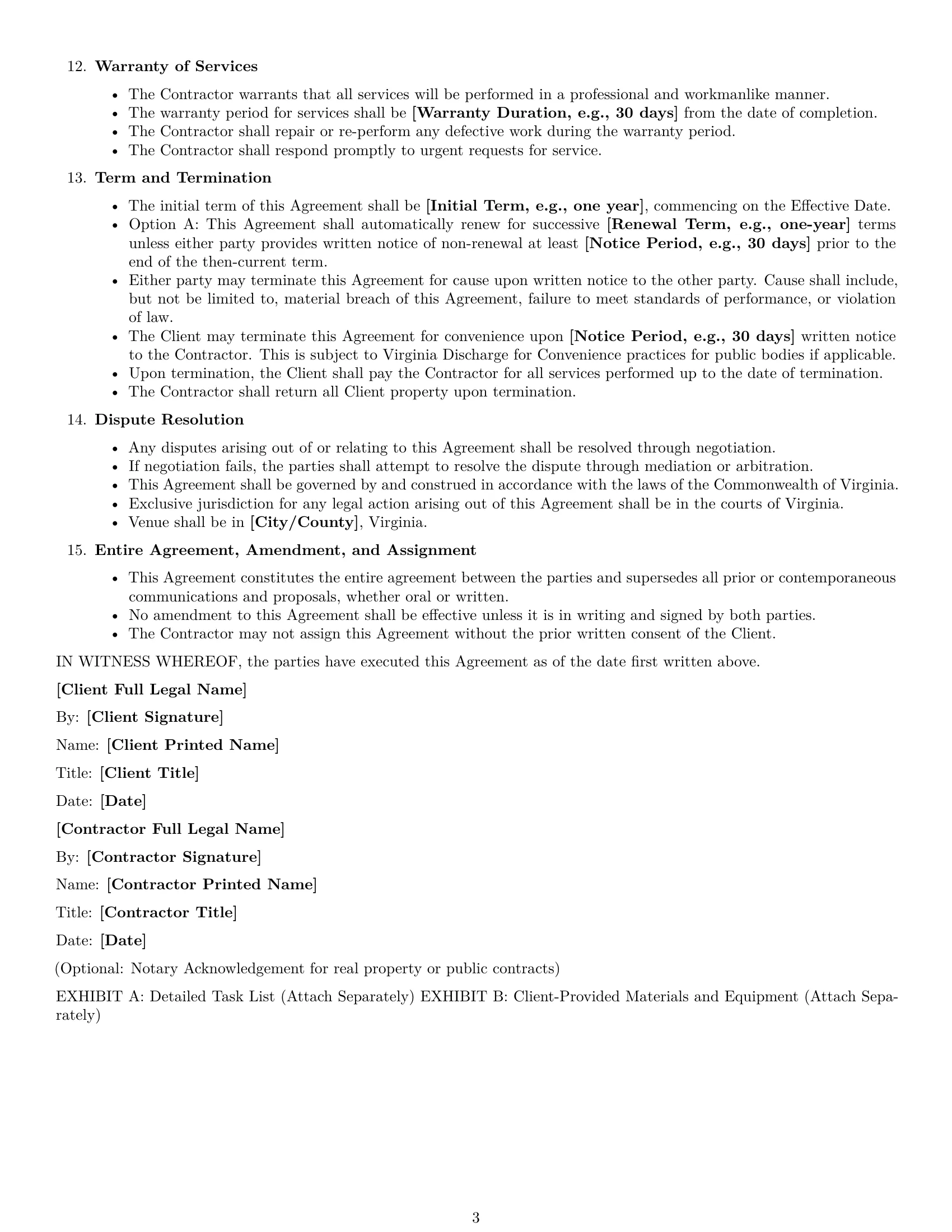 Preview page 3 of Free Virginia maintenance independent contractor agreement template