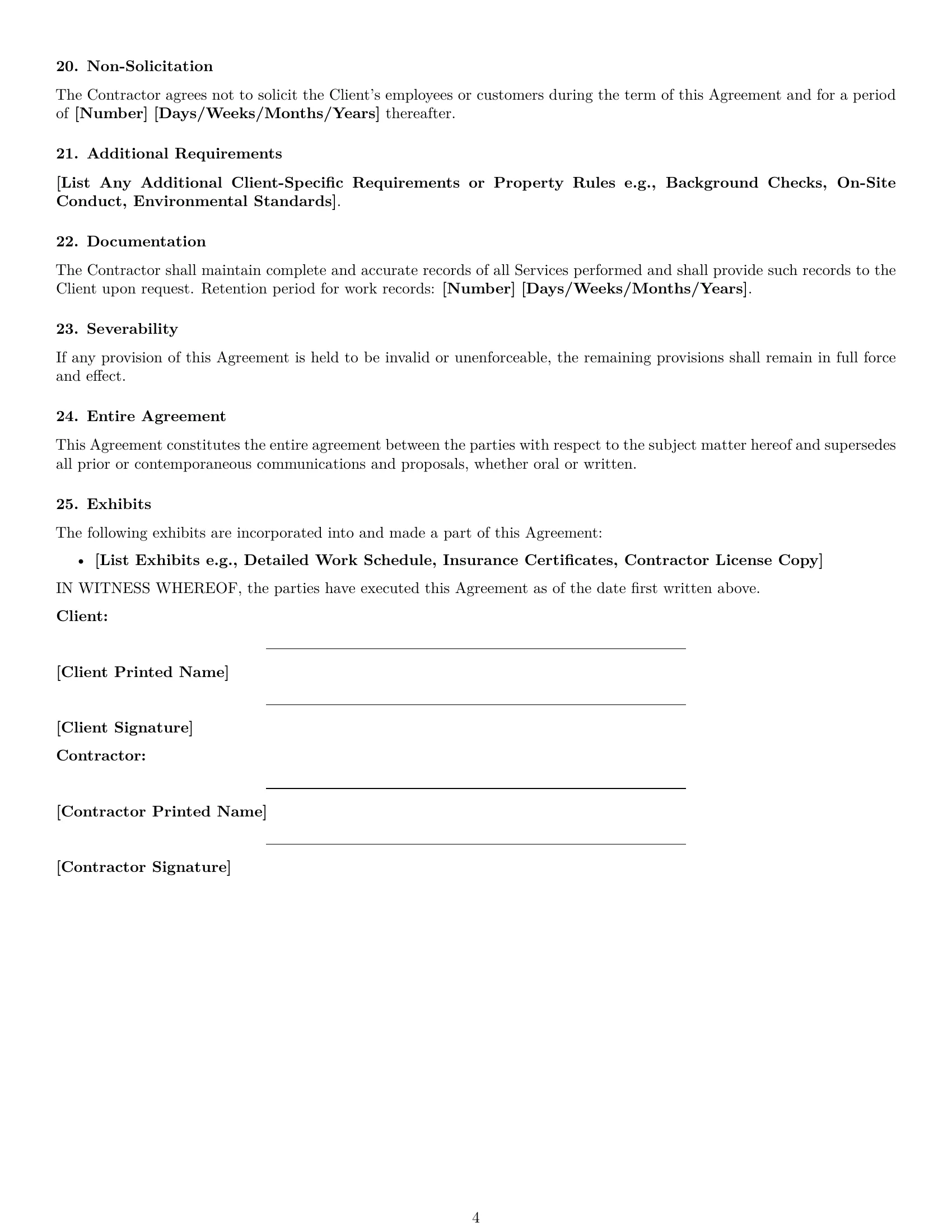 Preview page 4 of Free Washington maintenance independent contractor agreement template